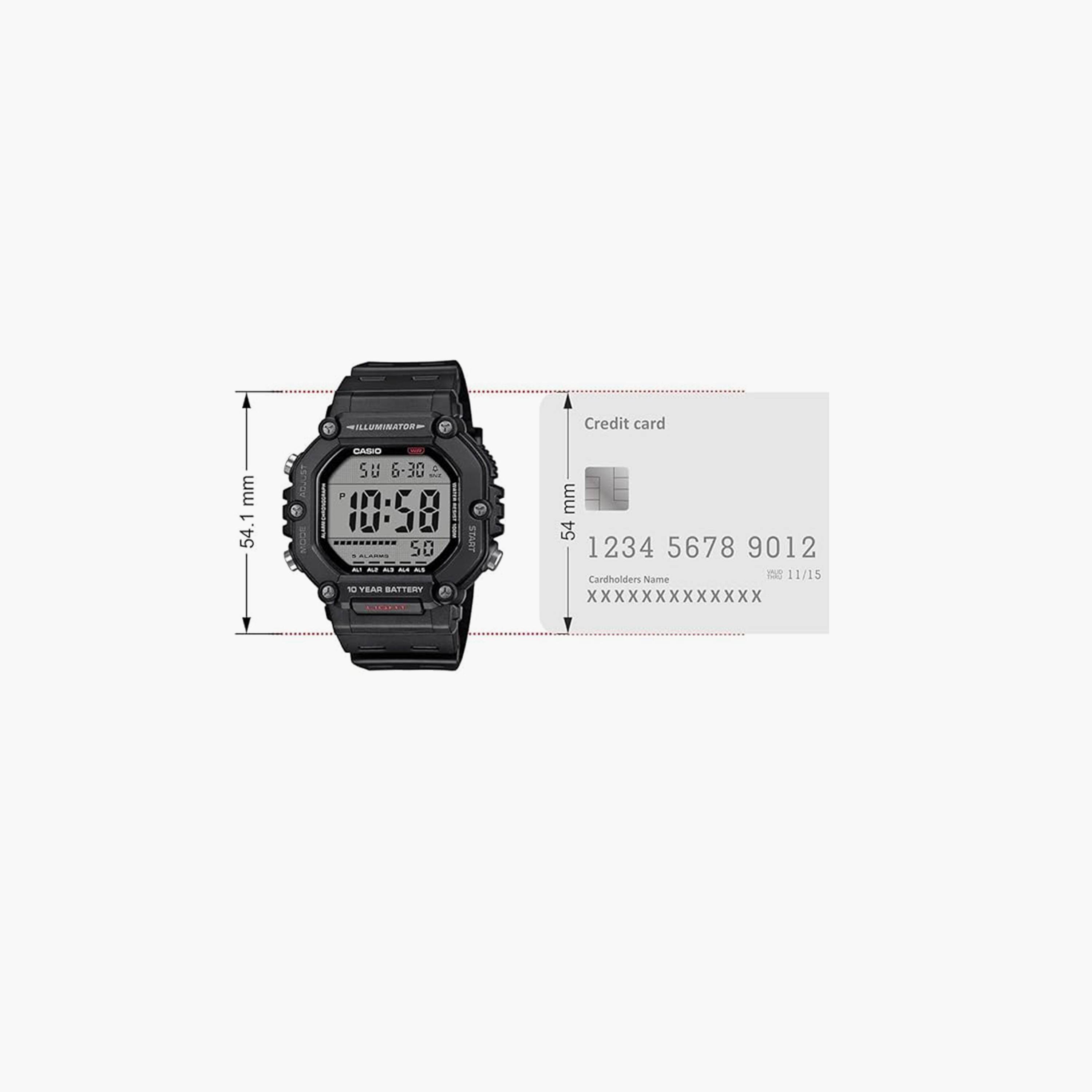 Casio Men's 49MM Black Digital Resin Strap Watch | AE-1600H-1AVDF-men-watchesandjewellery-watches-image-6