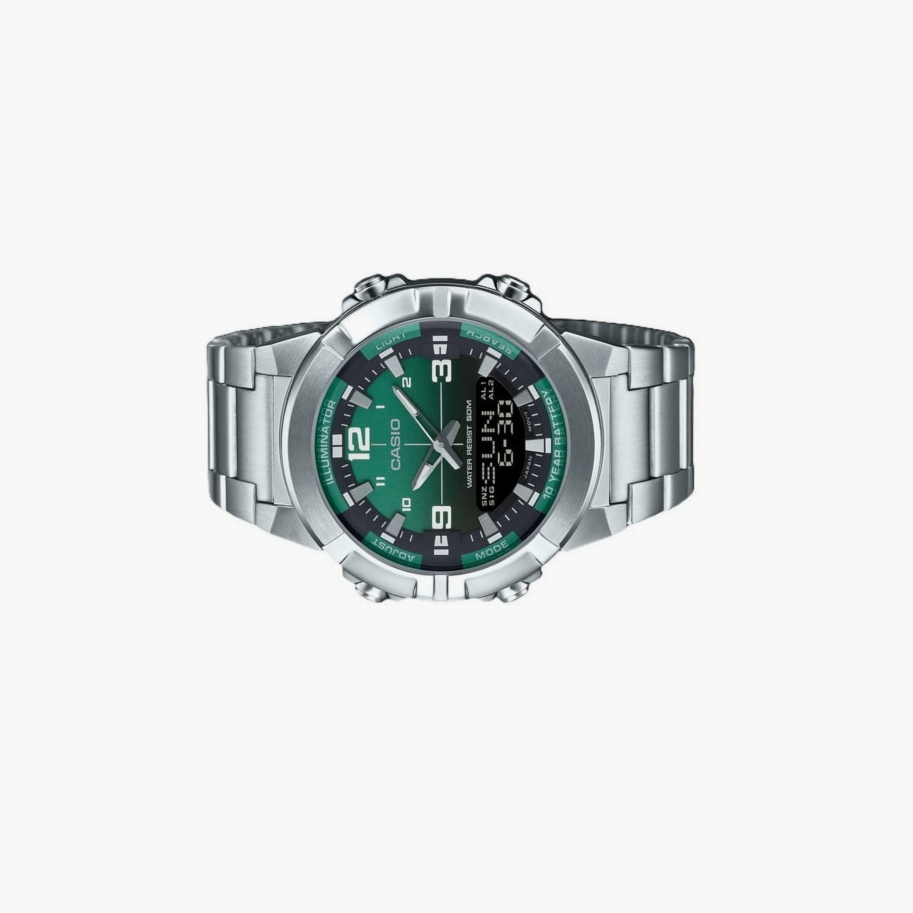 Casio Men's 44MM Silver Analog-Digital Stainless Steel Strap Watch | AMW-870DA-3AVDF-men-watchesandjewellery-watches-image-2