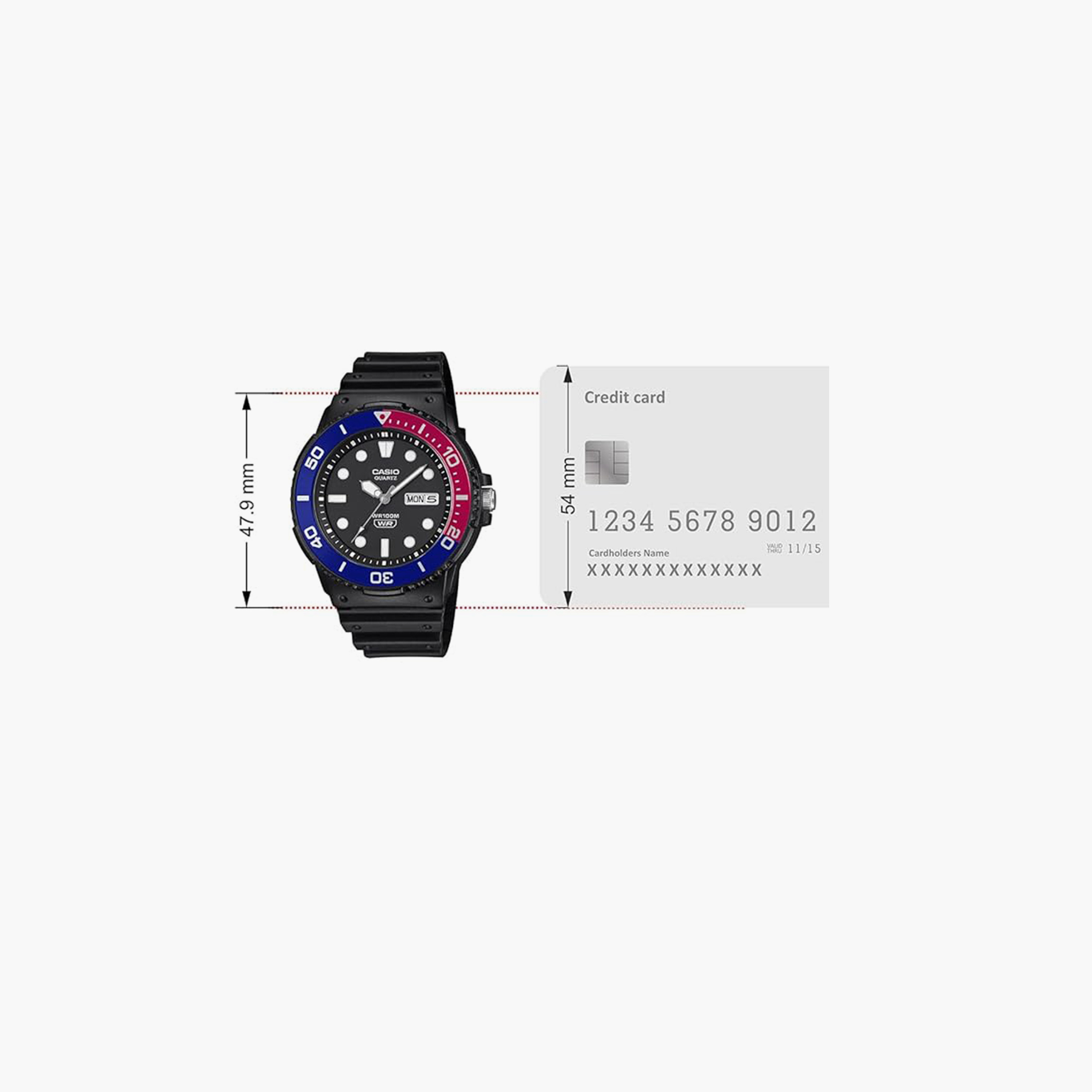 كاسيو- ساعة رجالية تناظرية سوار بلاسيتيكي لون أسود  44 مم | MRW-230H-1E2VDF-men-watchesandjewellery-watches-image-6