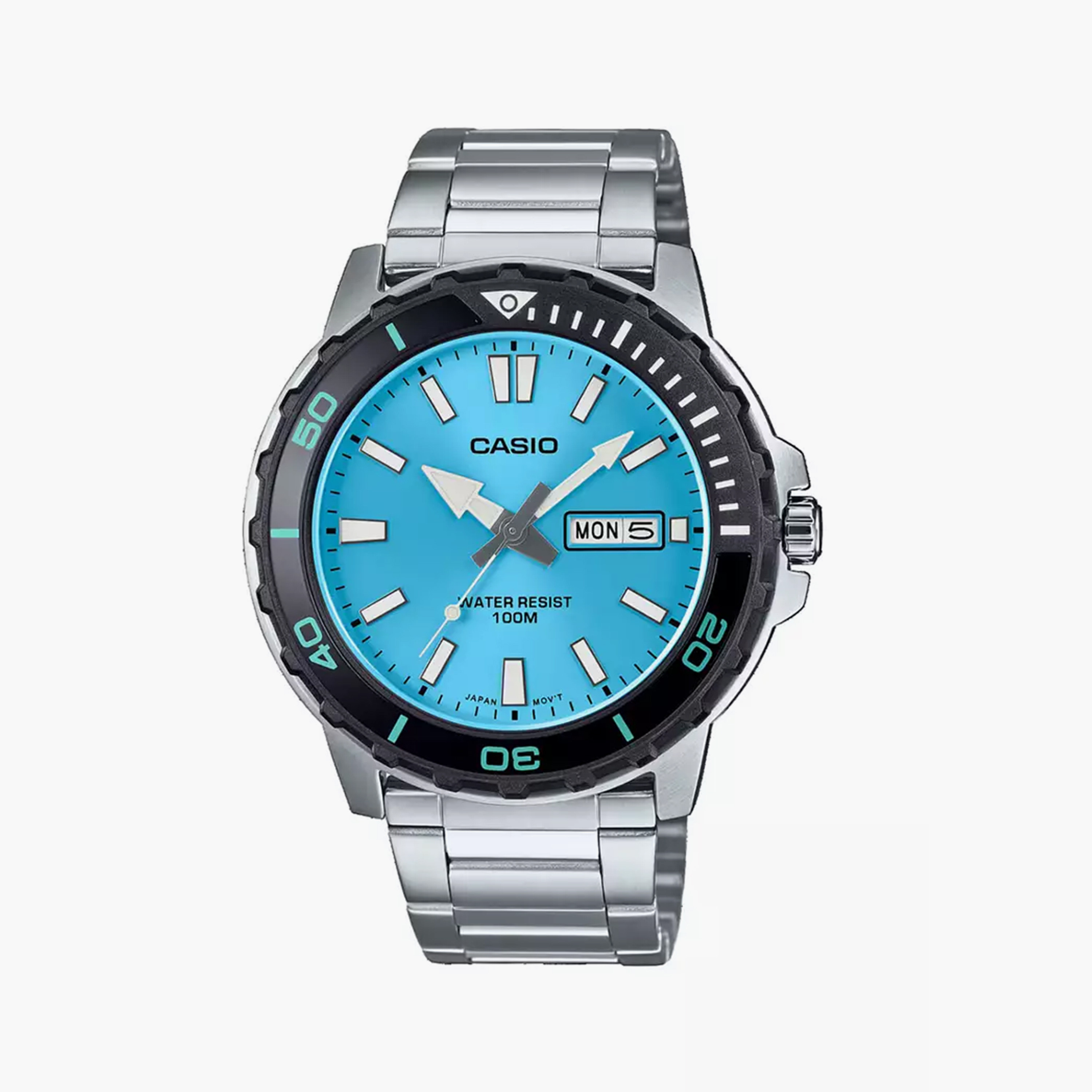 كاسيو- ساعة رجالية تناظرية حزام ستانلس ستيل لون فضي  44 مم | MTD-125D-2A3VDF-men-watchesandjewellery-watches-image-1