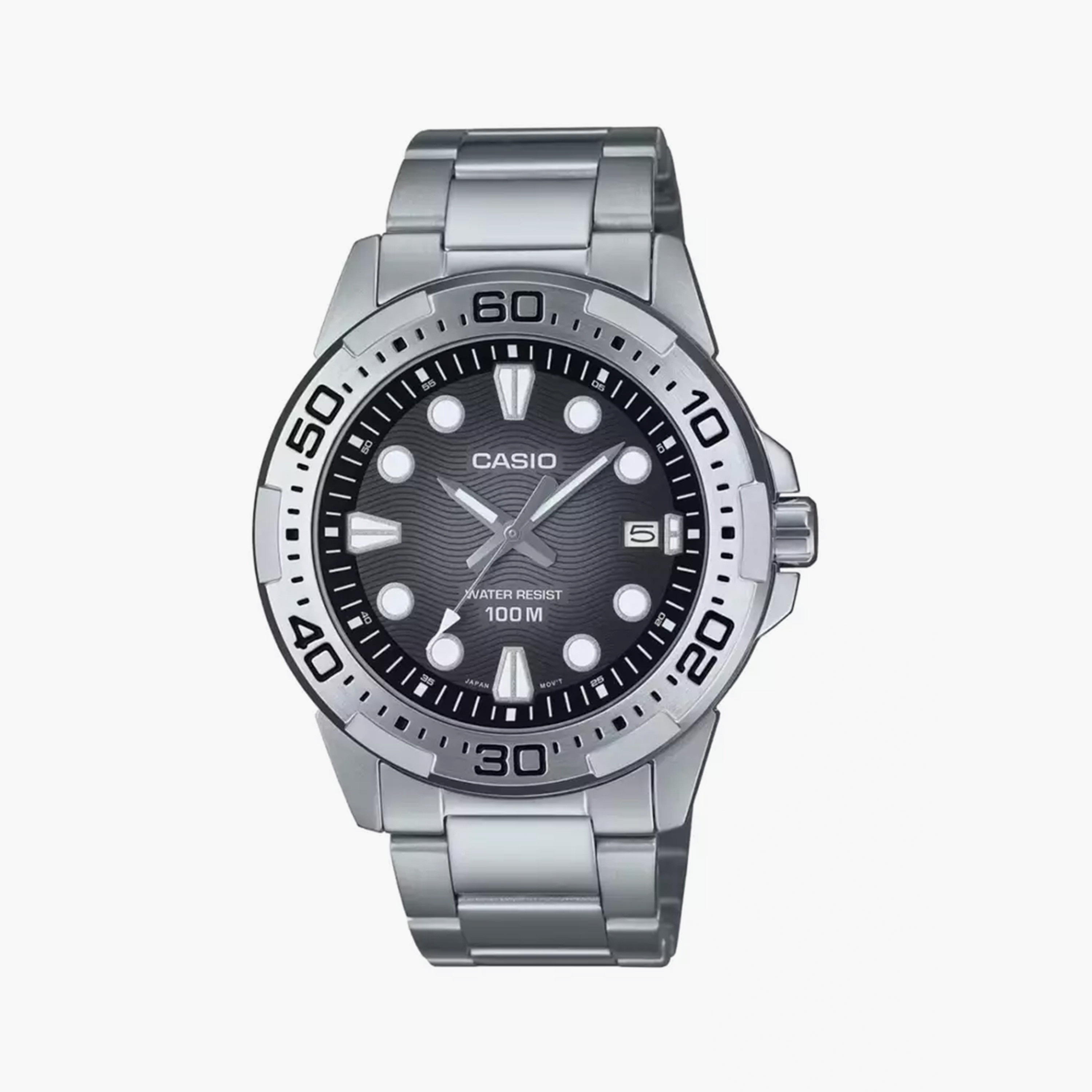 كاسيو- ساعة رجالية تناظرية حزام ستانلس ستيل لون فضي  44 مم | MTD-140D-1AVDF-men-watchesandjewellery-watches-image-1