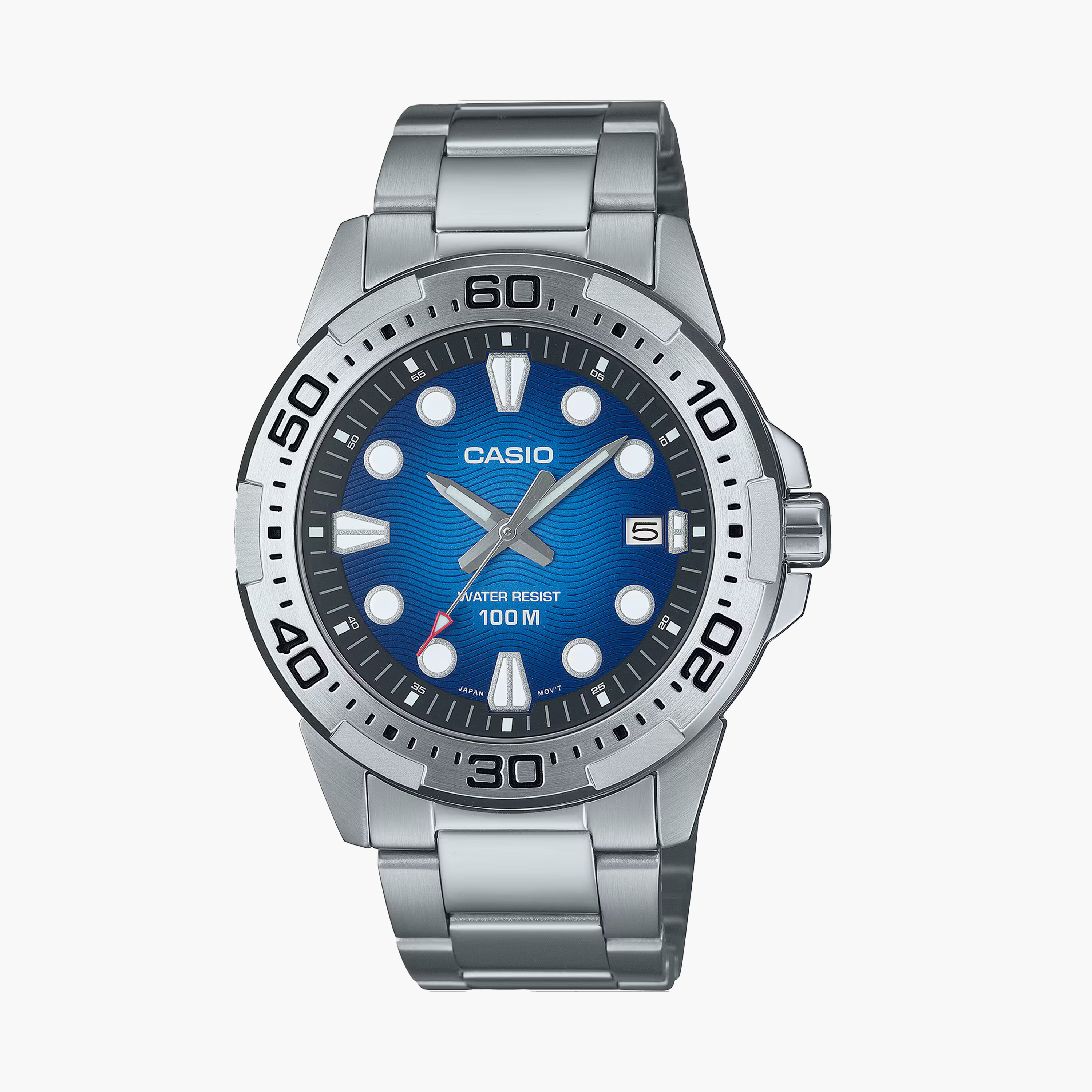 كاسيو- ساعة رجالية تناظرية حزام ستانلس ستيل لون فضي  44 مم | MTD-140D-2AVDF-men-watchesandjewellery-watches-image-1