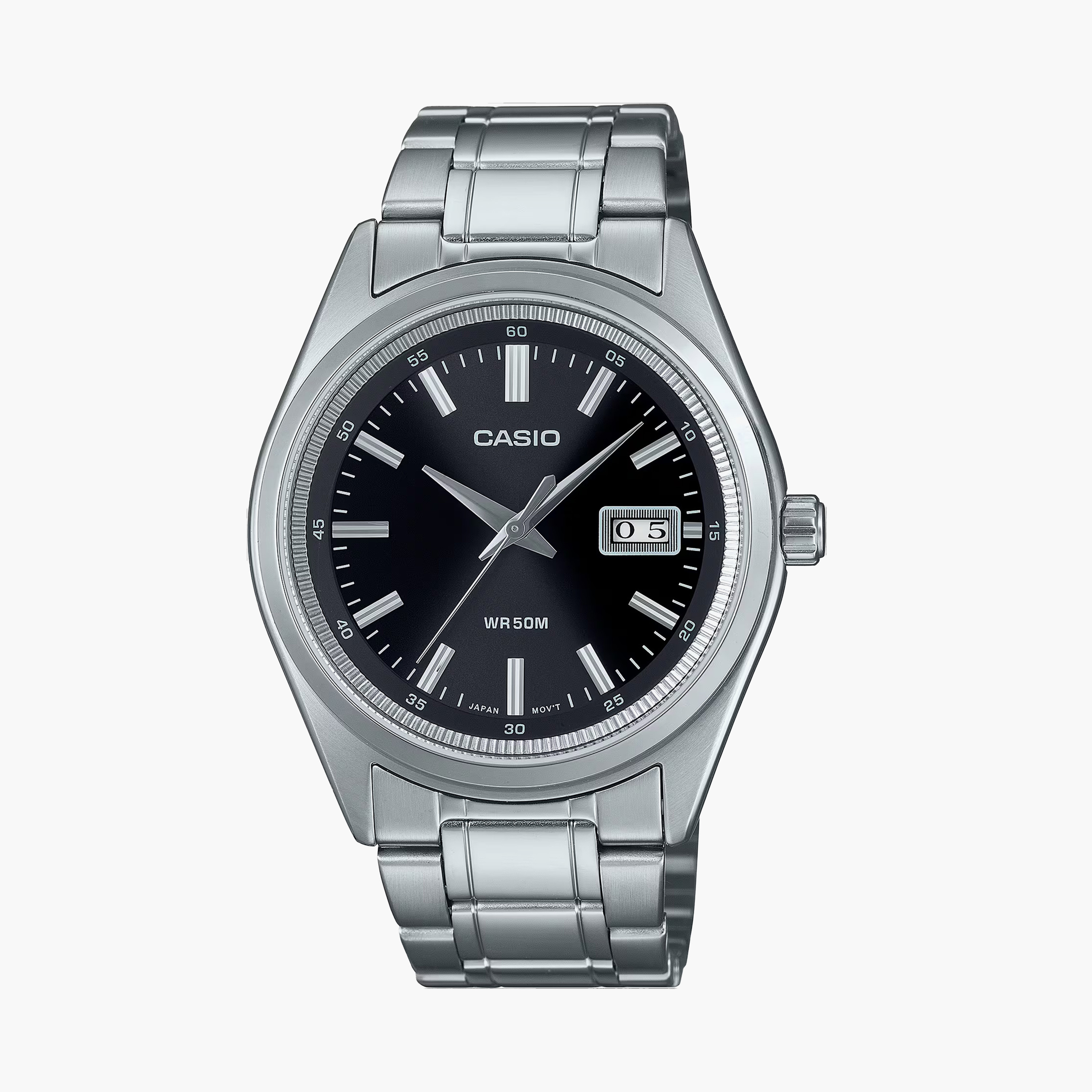 كاسيو- ساعة رجالية تناظرية حزام ستانلس ستيل لون فضي  41 مم | MTP-B180D-1A1VDF-men-watchesandjewellery-watches-image-1