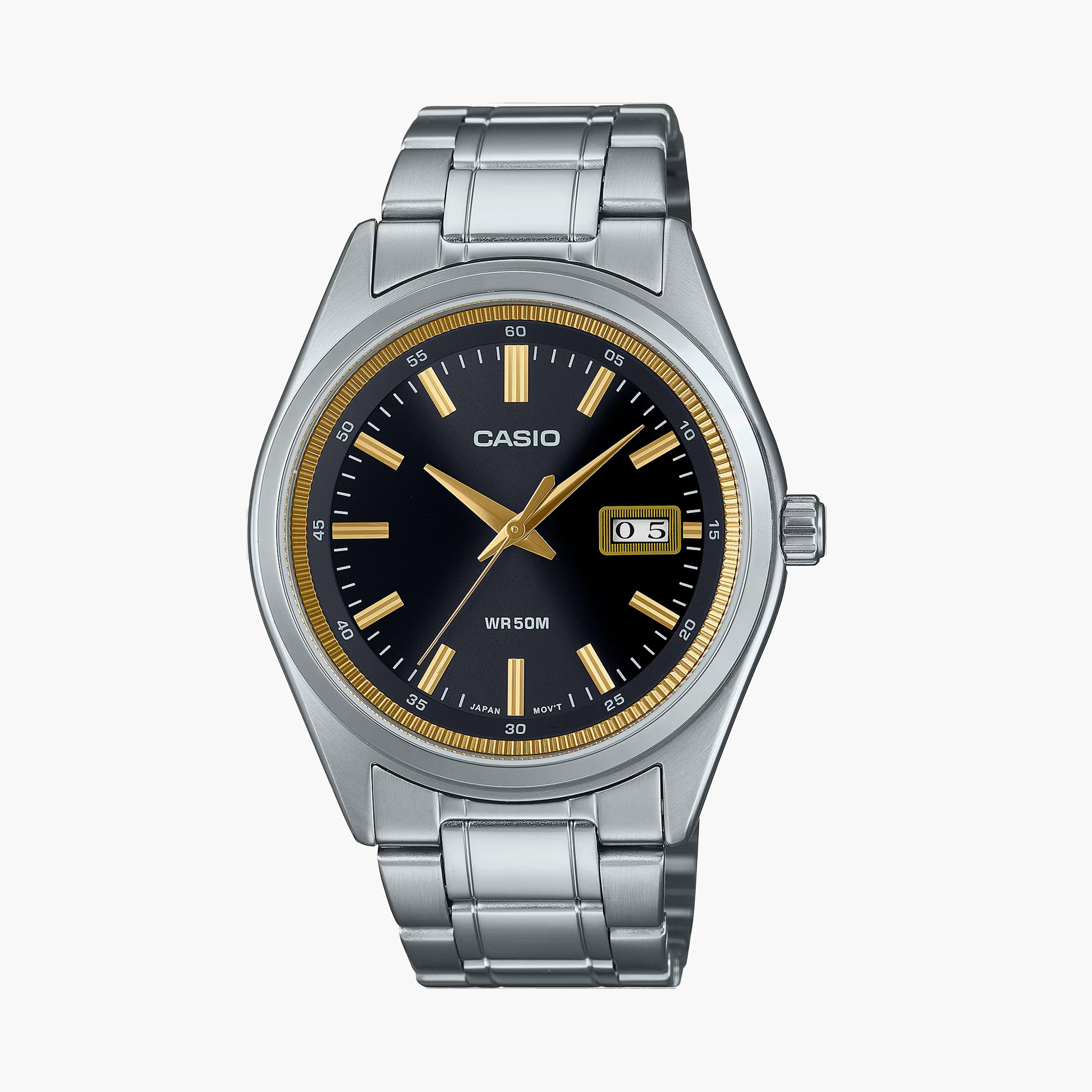 كاسيو- ساعة رجالية تناظرية حزام ستانلس ستيل لون فضي  41 مم | MTP-B180D-1A2VDF-men-watchesandjewellery-watches-image-1