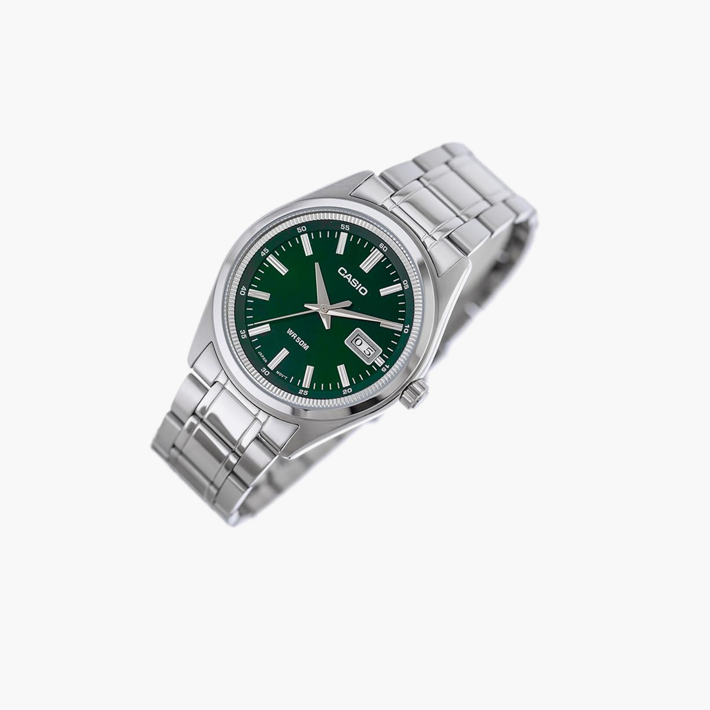 كاسيو- ساعة رجالية تناظرية حزام ستانلس ستيل لون فضي  41 مم | MTP-B180D-3AVDF-men-watchesandjewellery-watches-image-2
