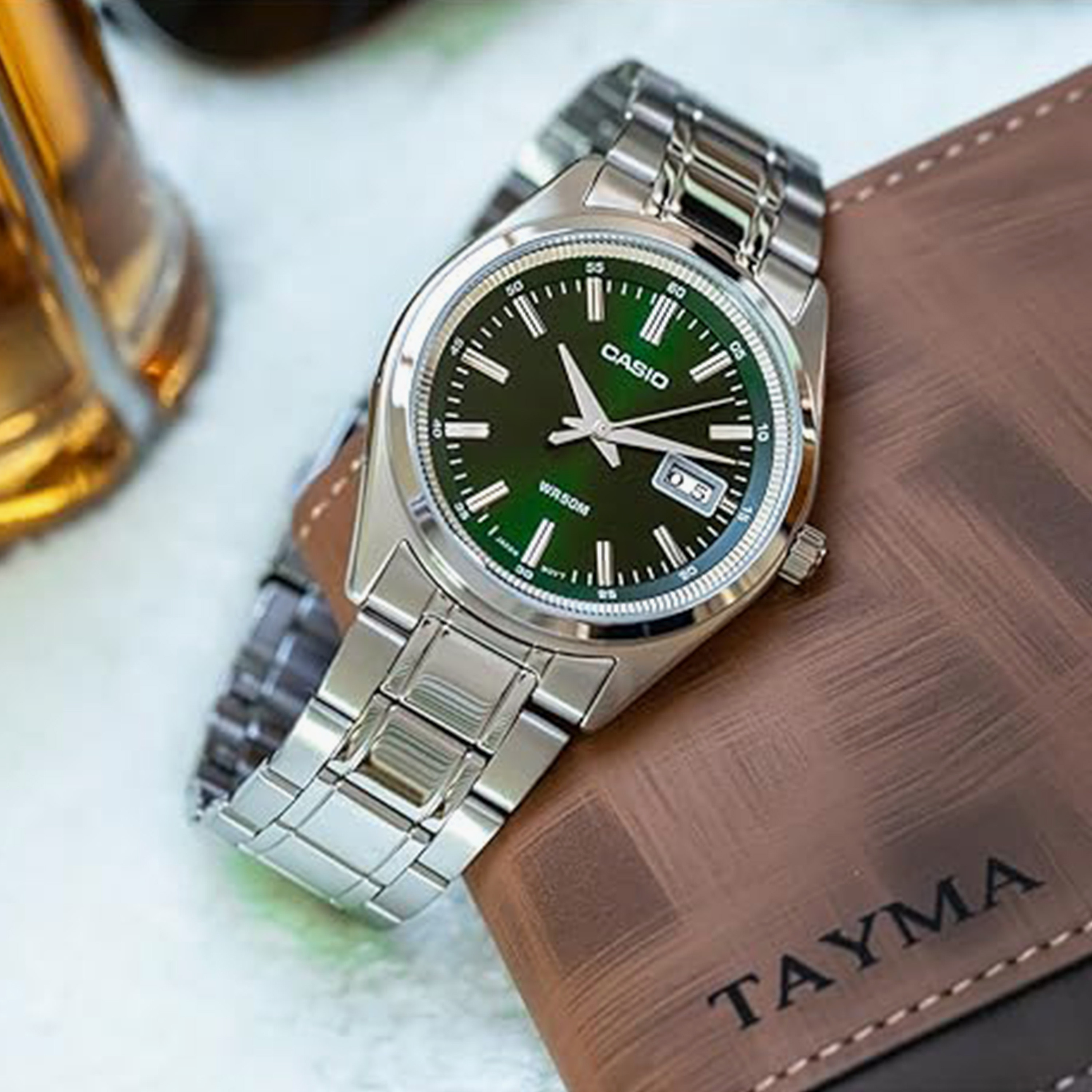 كاسيو- ساعة رجالية تناظرية حزام ستانلس ستيل لون فضي  41 مم | MTP-B180D-3AVDF-men-watchesandjewellery-watches-image-5