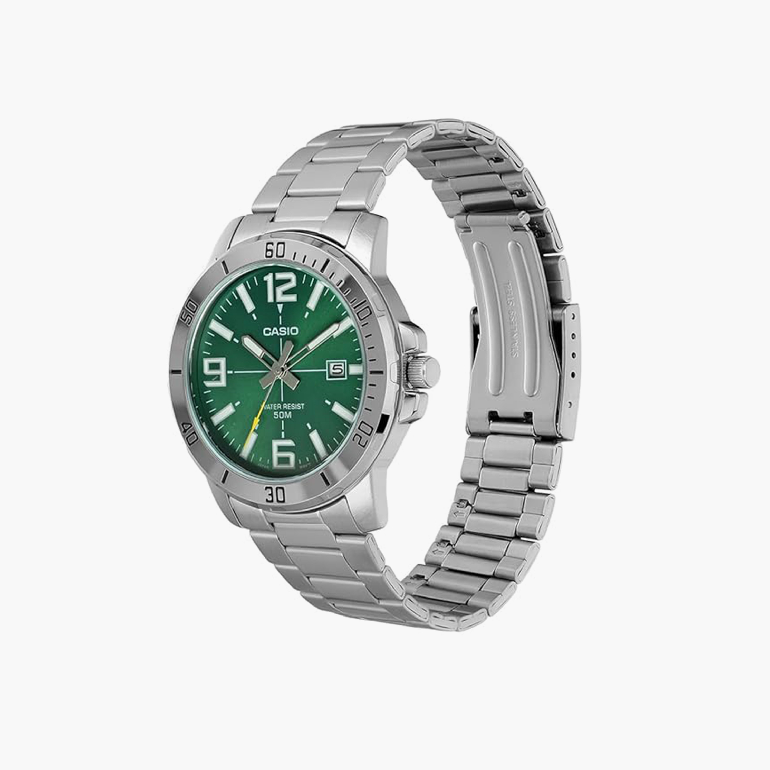كاسيو- ساعة رجالية تناظرية حزام ستانلس ستيل لون فضي  45 مم | MTP-VD01D-3BVUDF-men-watchesandjewellery-watches-image-2