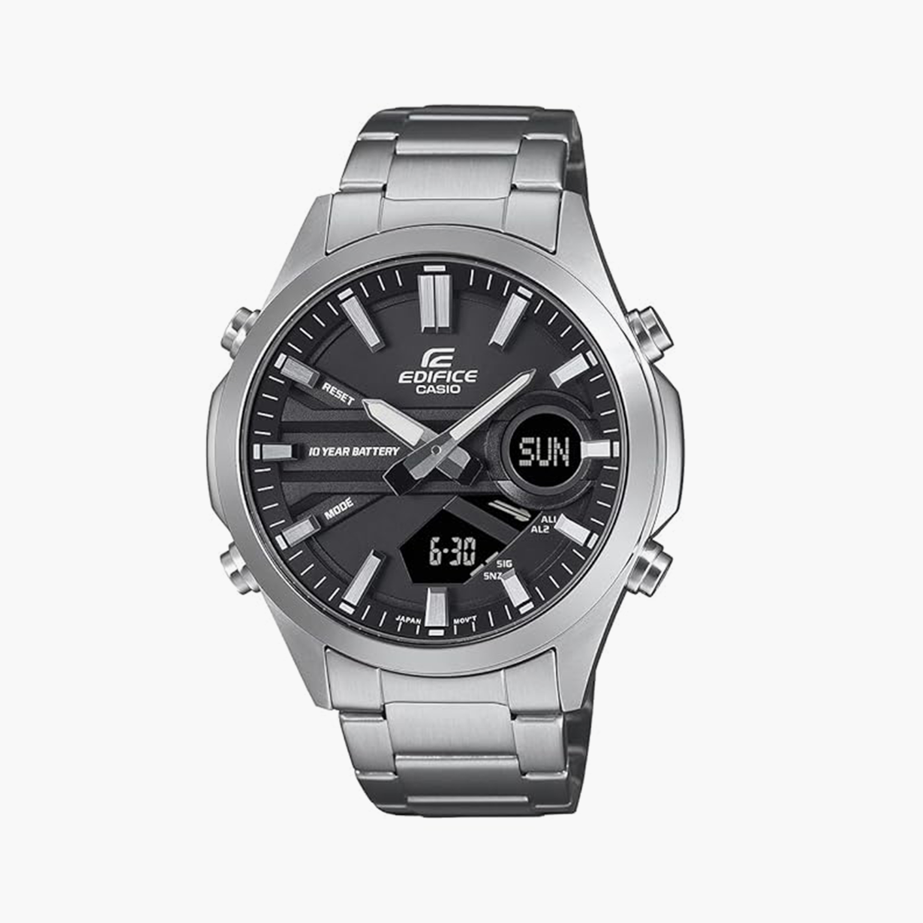 إديفيس- ساعة رجالية  تناظرية/رقمية سوار ستانلس ستيل لون فضي  45 مم | EFV-C120D-1ADF-men-watchesandjewellery-watches-image-1