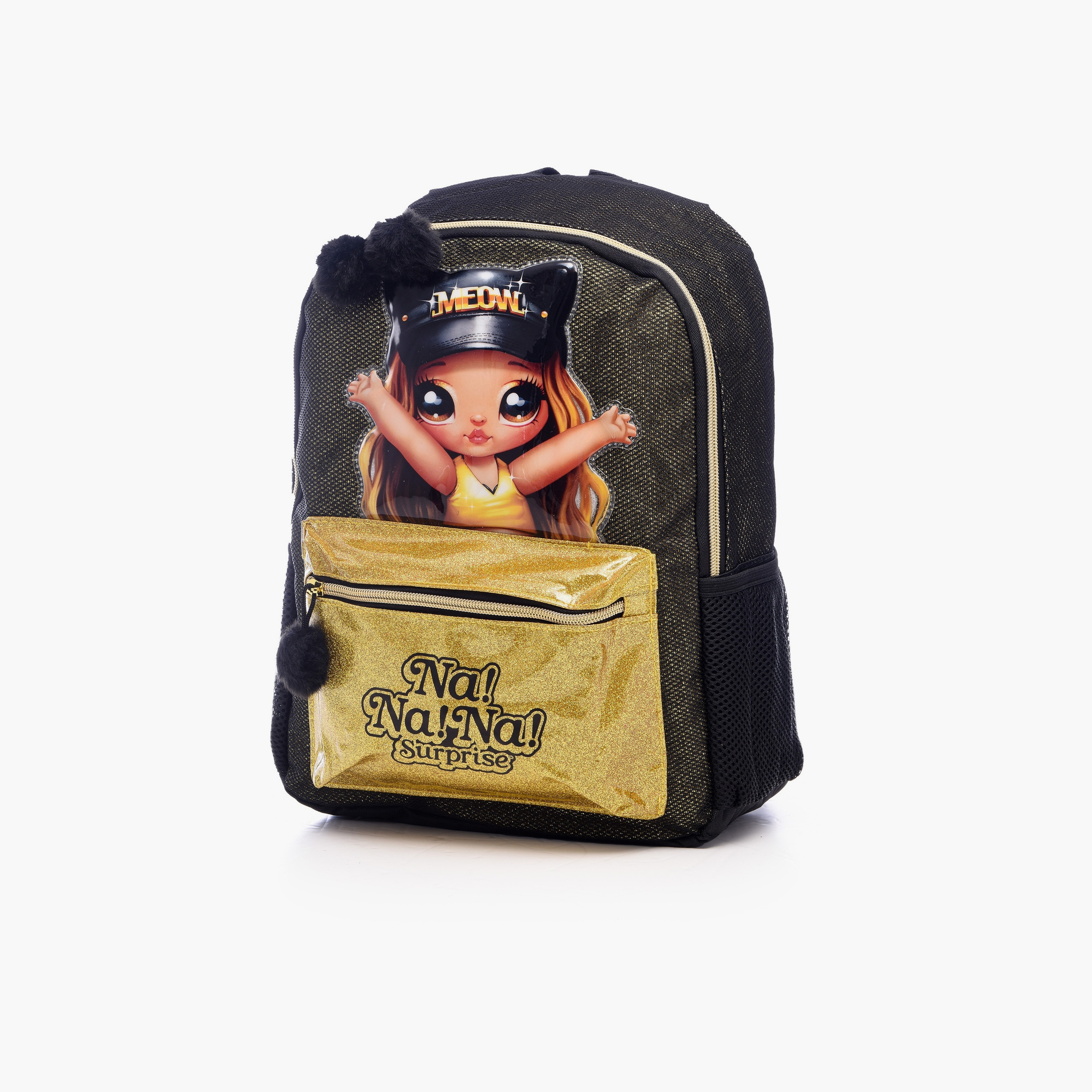 NANANA Printed Backpack & Lunch Bag with Pencil Case - Black - 14 Inch-school-bagsandbackpacks-sets-image-2