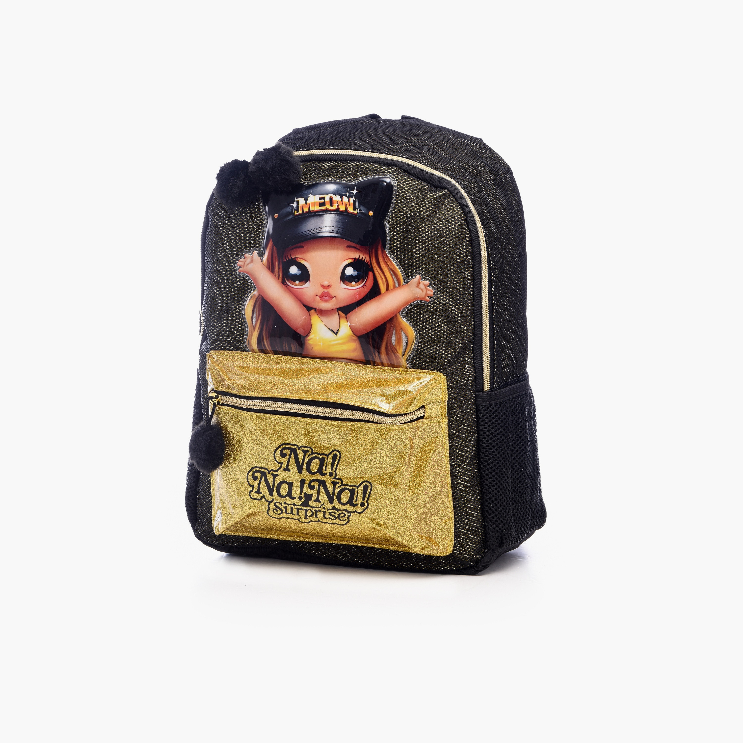 NANANA Printed Backpack & Lunch Bag with Pencil Case - Black - 14 Inch-school-bagsandbackpacks-sets-image-3