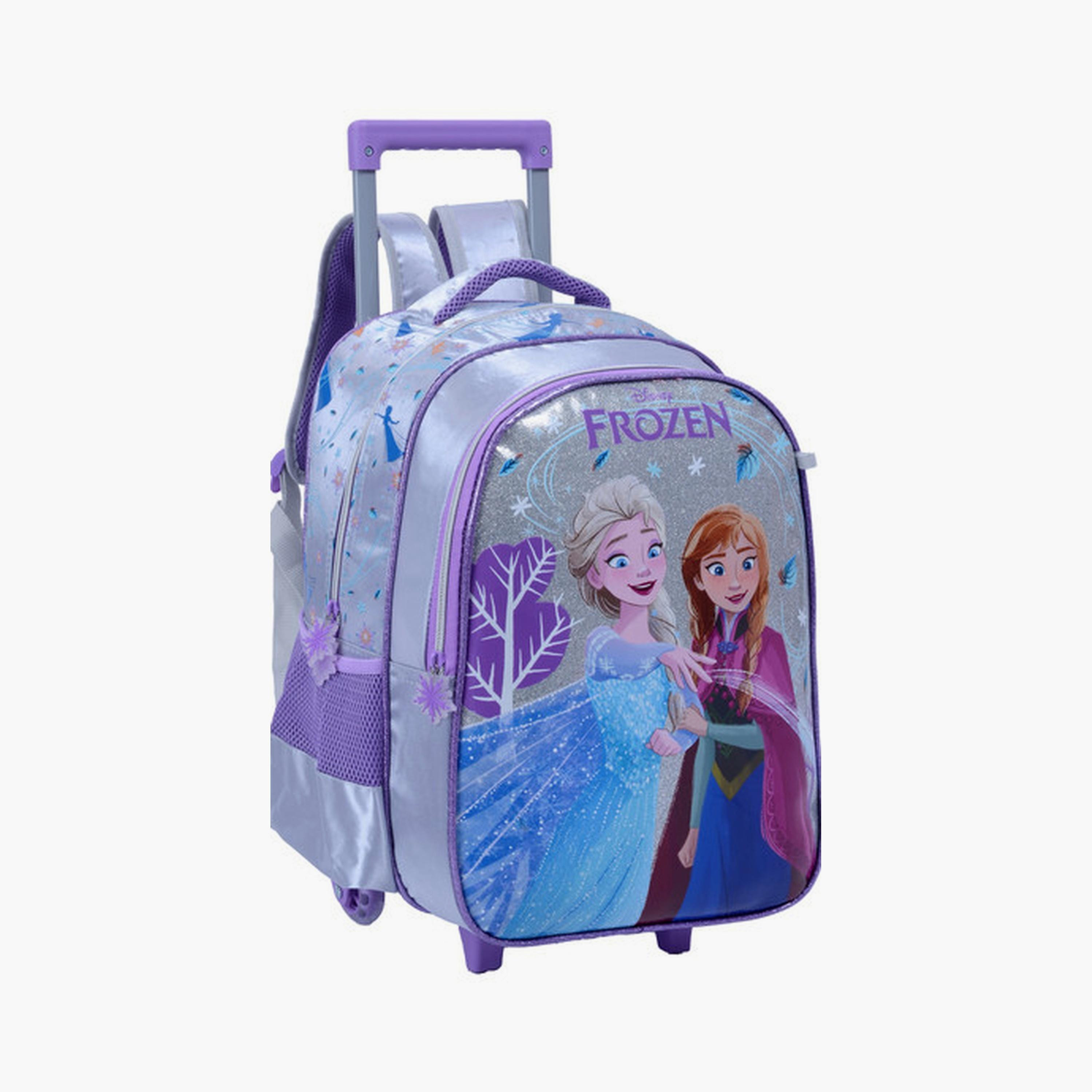 Frozen Trolley Bag with 2 Main Compartments & 2 Side Pockets - 16inch-school-bagsandbackpacks-trolleybags-image-3