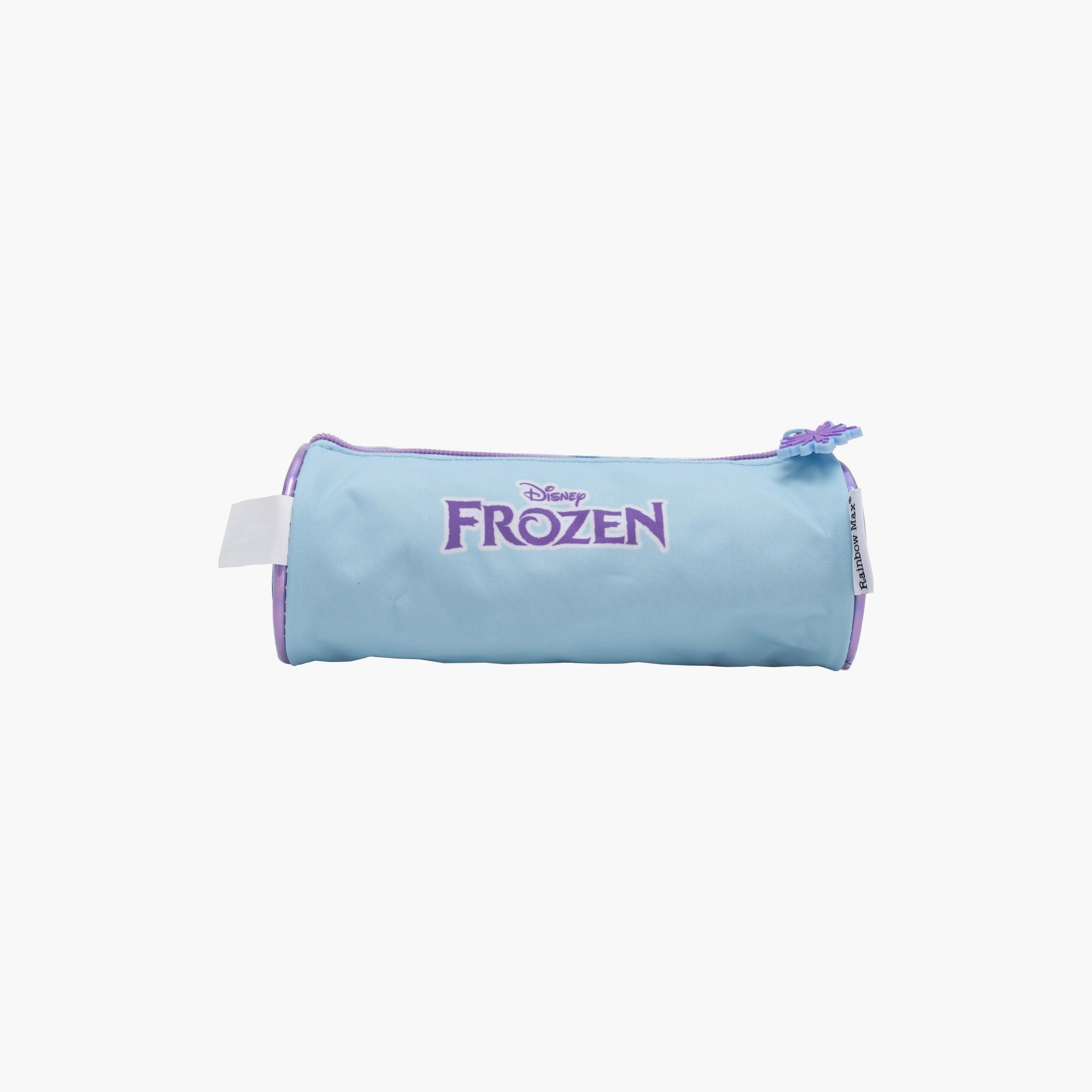 حافظة أقلام مستديرة بطبعة فروزن مع قسم واحد وسحاب للإغلاق-school-stationery-pencilcases-image-2