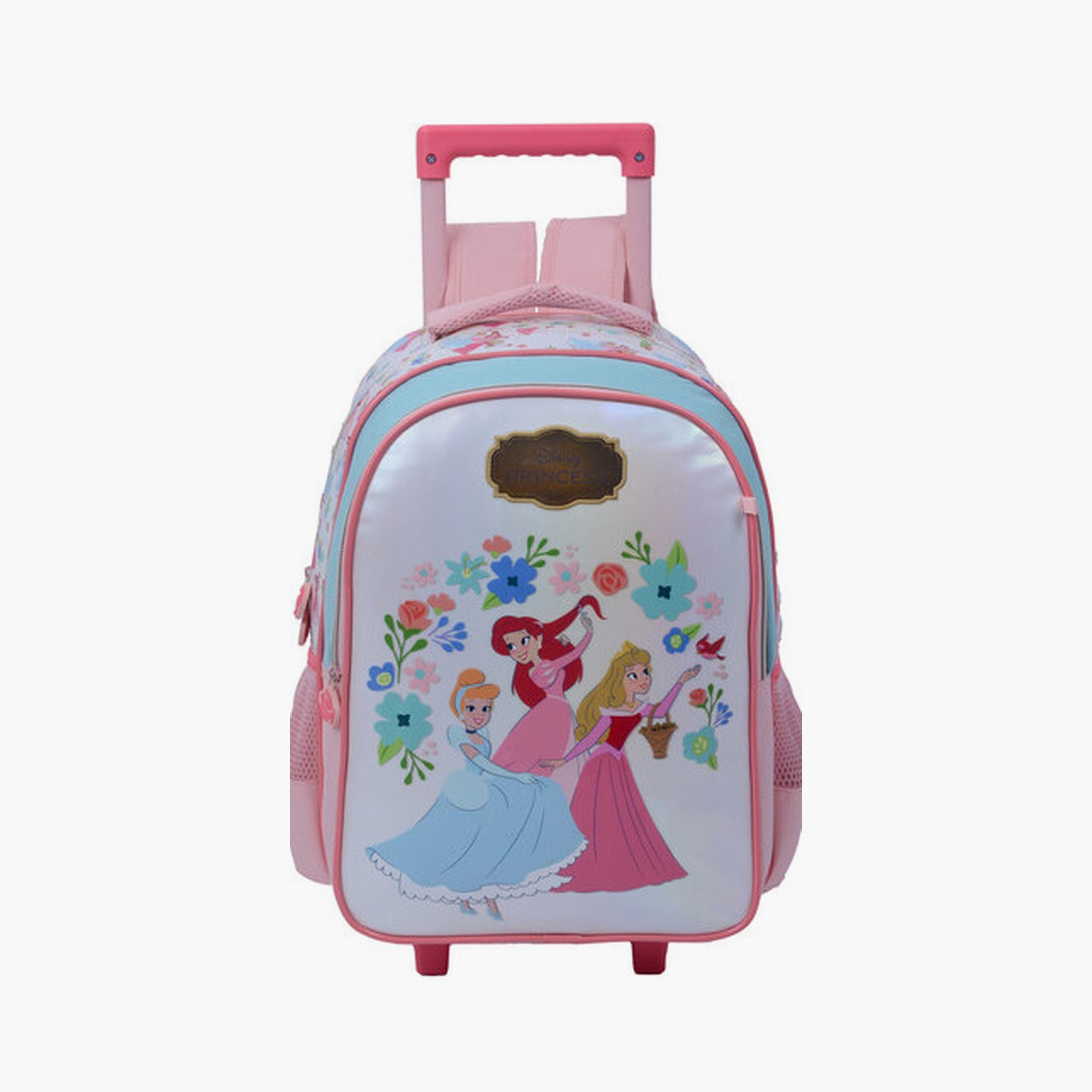 Princess Trolley Bag with 2 Main Compartments & 2 Side Pockets - 16inch-school-bagsandbackpacks-trolleybags-image-1