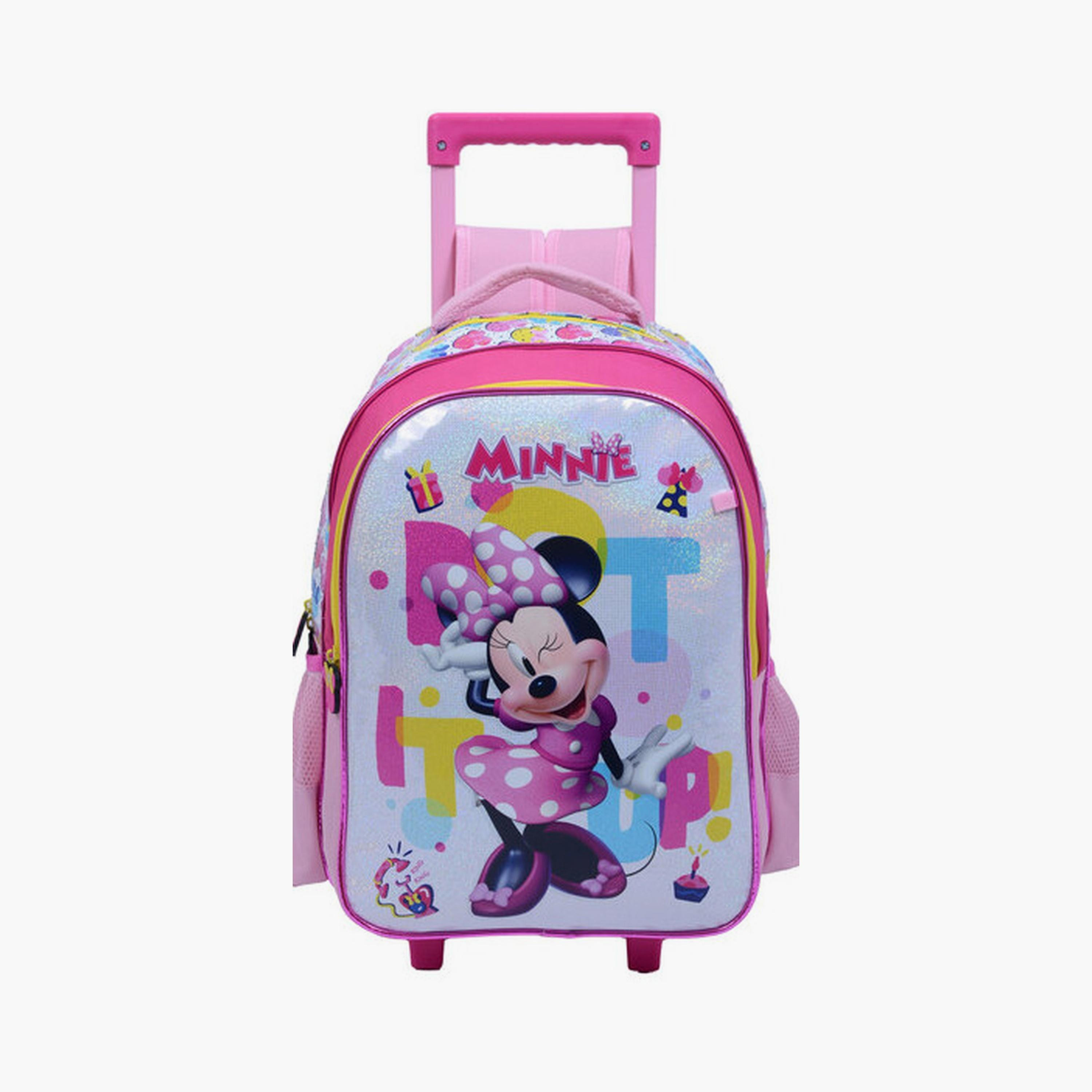حقيبة ميني ماوس بعجلات مع قسمين رئيسيين وجيبين جانبيين - 16 بوصة-school-bagsandbackpacks-trolleybags-image-1