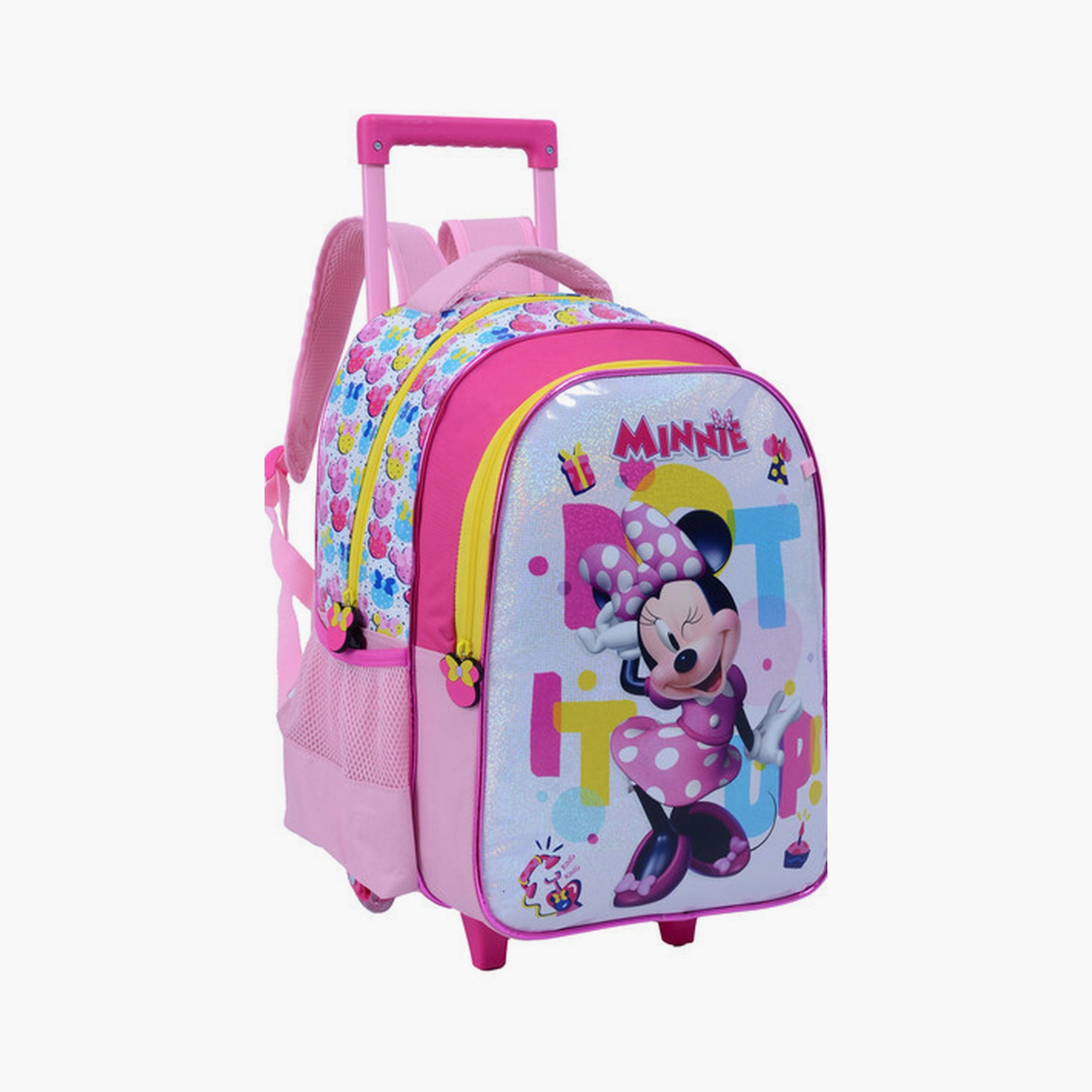 حقيبة ميني ماوس بعجلات مع قسمين رئيسيين وجيبين جانبيين - 16 بوصة-school-bagsandbackpacks-trolleybags-image-3
