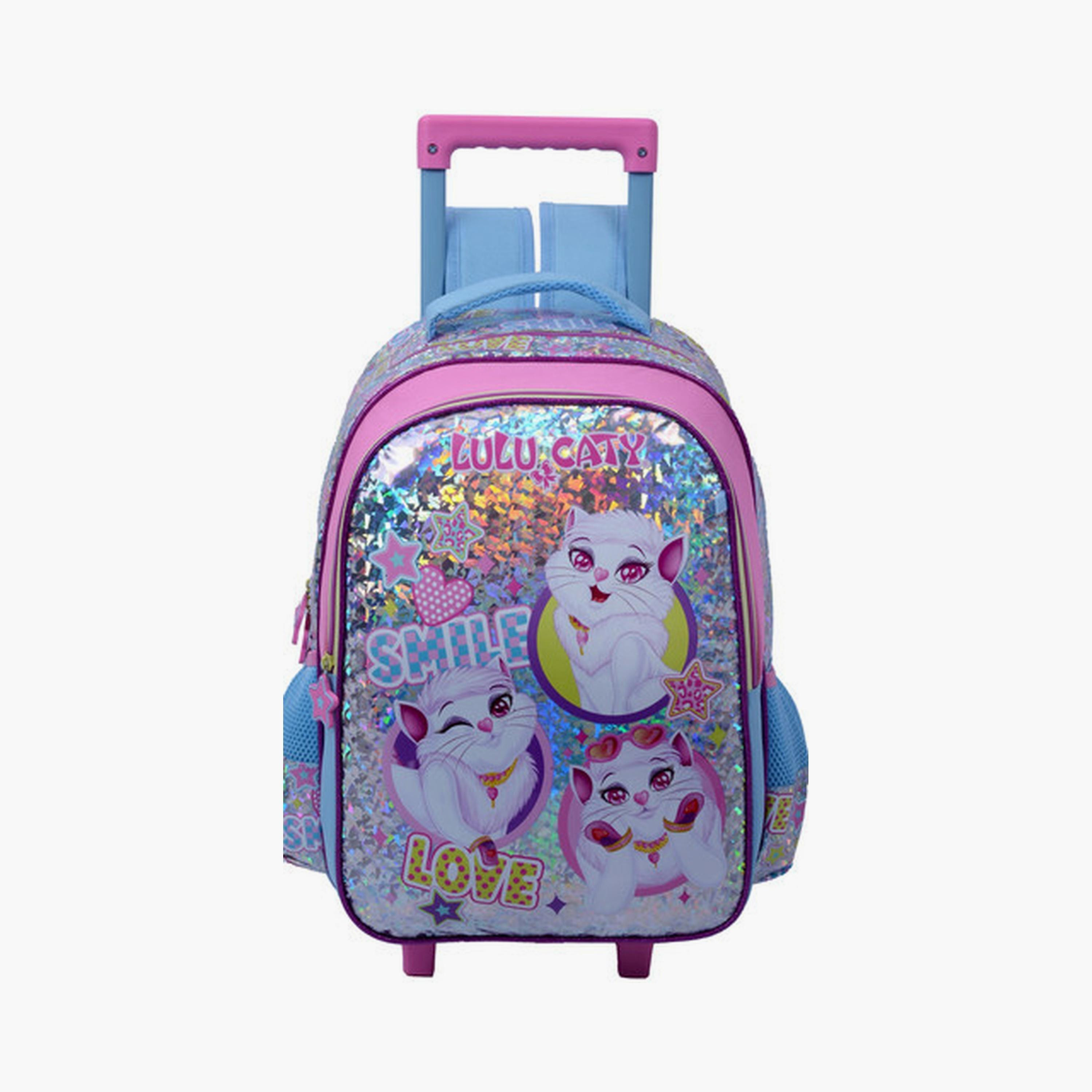 Lulu Caty Trolley Bag with 2 Main Compartments & 2 Side Pockets - 16inch-school-bagsandbackpacks-trolleybags-image-1