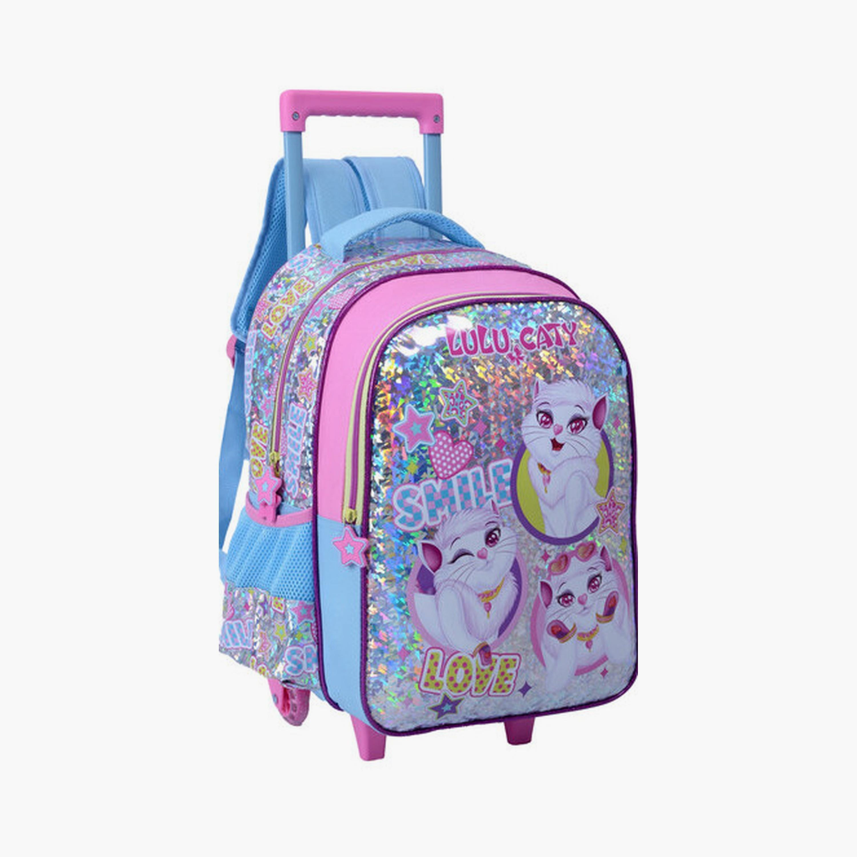 Lulu Caty Trolley Bag with 2 Main Compartments & 2 Side Pockets - 16inch-school-bagsandbackpacks-trolleybags-image-3