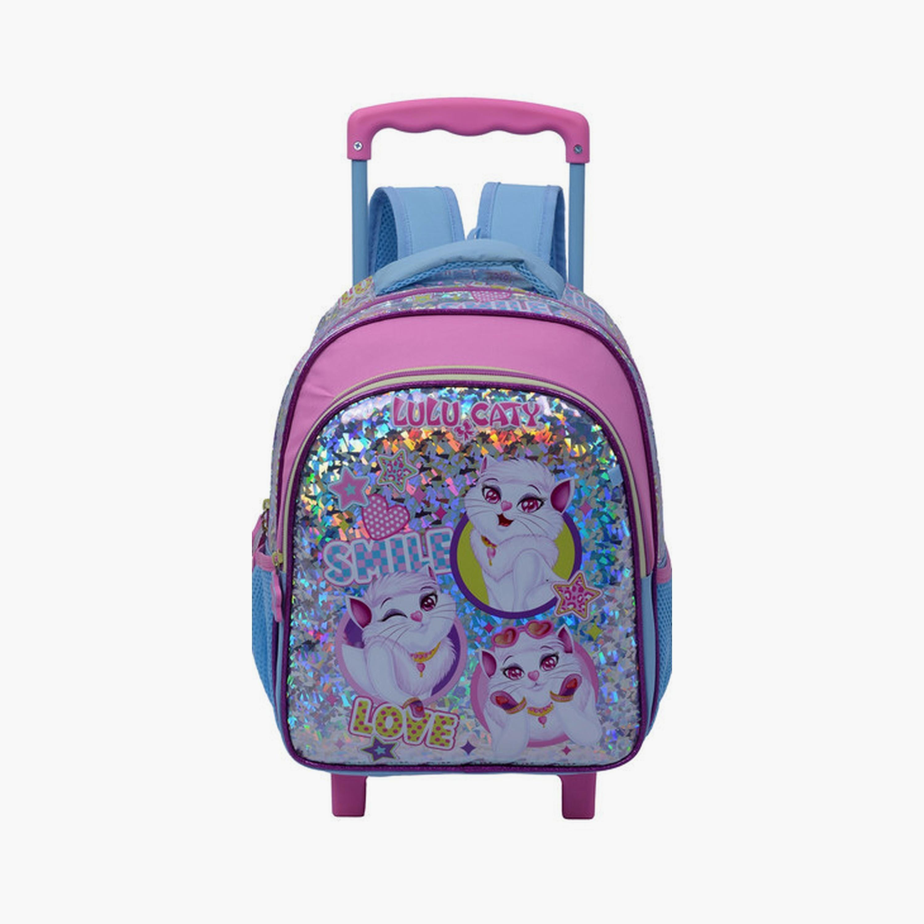 Lulu Caty Trolley Bag with 2 Main Compartments & 2 Side Pockets - 13.5inch-school-bagsandbackpacks-trolleybags-image-1