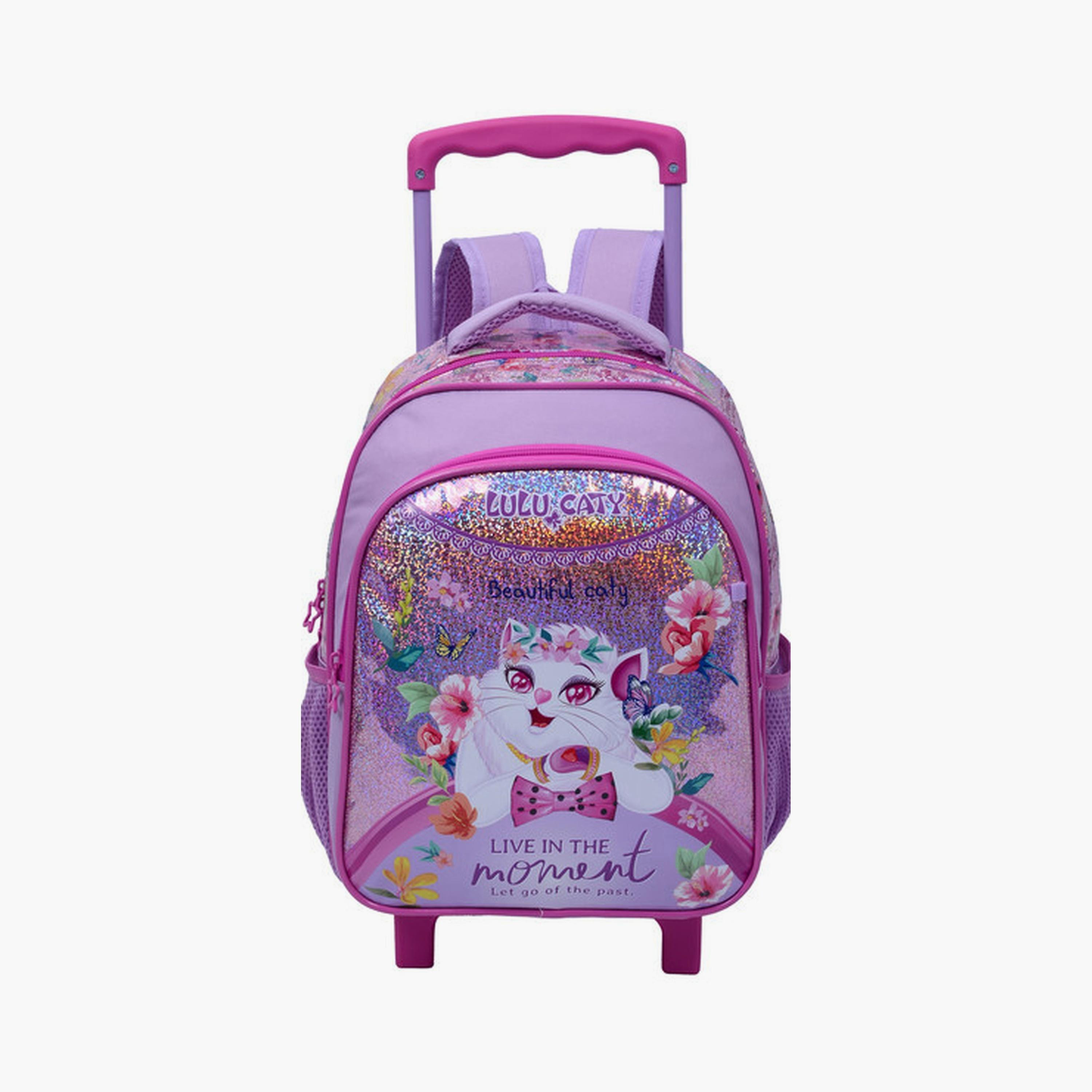 Lulu Caty Trolley Bag with 2 Main Compartments & 2 Side Pockets - 13.5inch-school-bagsandbackpacks-trolleybags-image-1