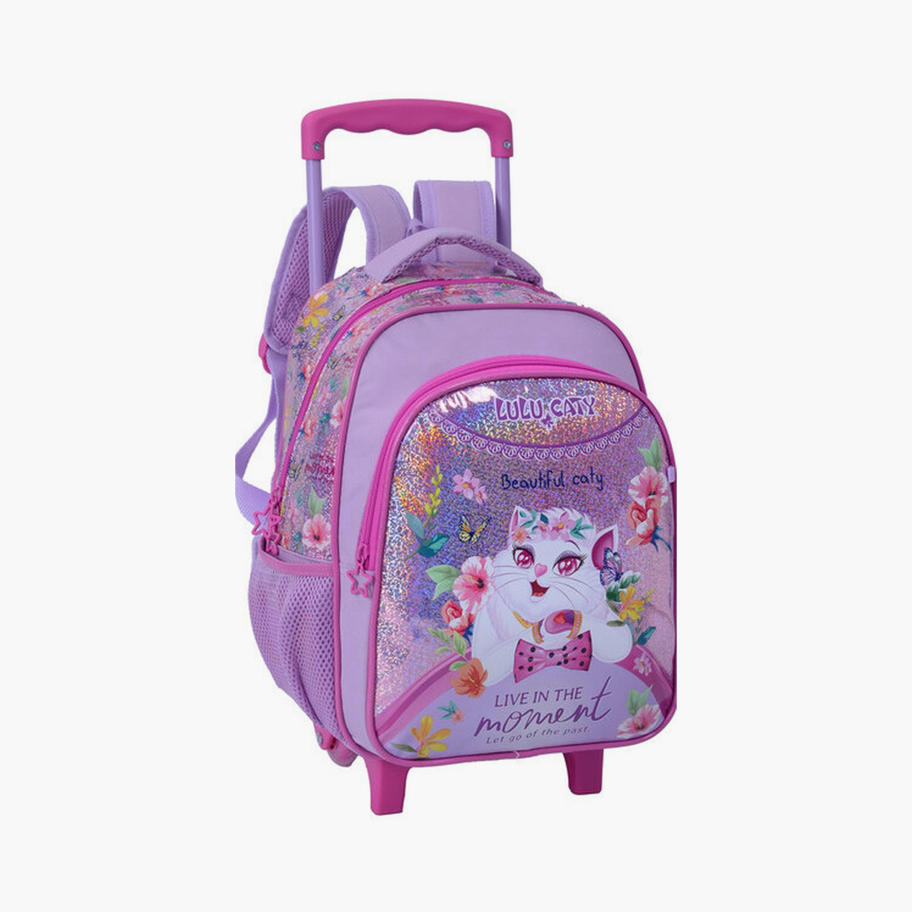 Lulu Caty Trolley Bag with 2 Main Compartments & 2 Side Pockets - 13.5inch-school-bagsandbackpacks-trolleybags-image-3