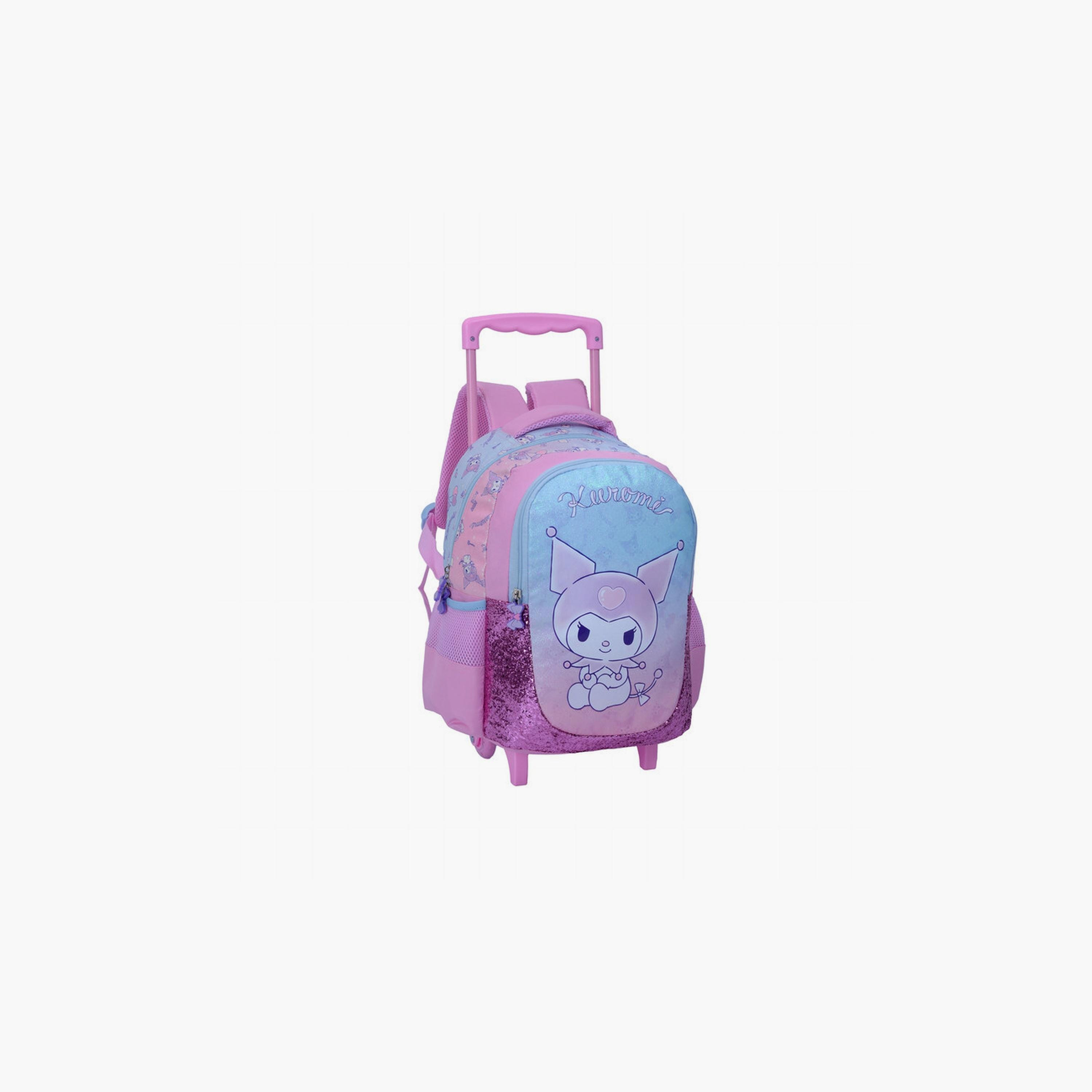 Kuromi Trolley Bag with 2 Main Compartments & 2 Side Pockets - 13.5inch-school-bagsandbackpacks-trolleybags-image-2