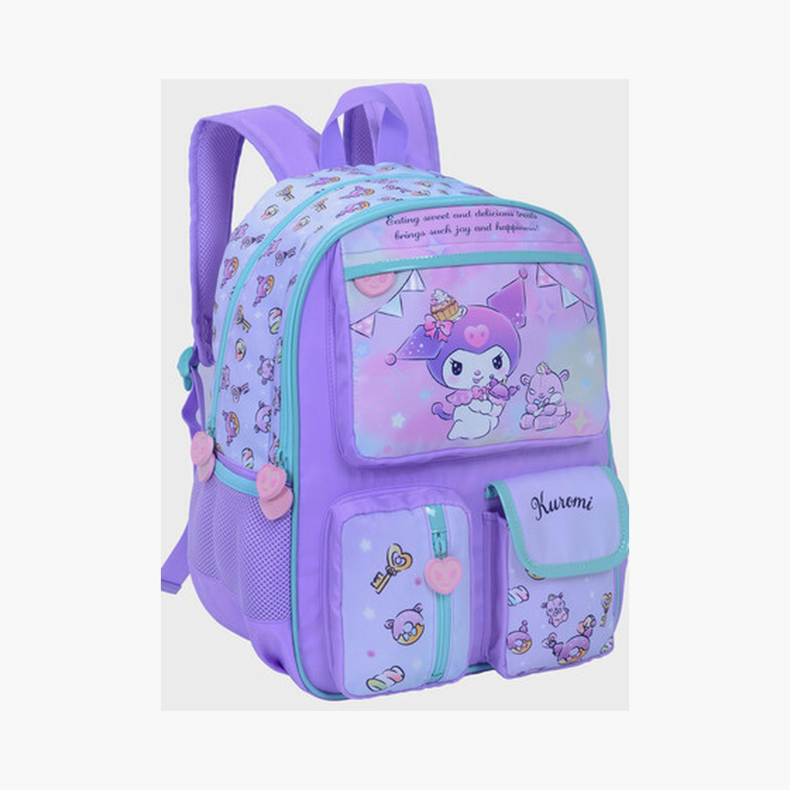 Kuromi Backpack with 2 Main Compartments & 3 Front Pockets - 16inch-school-bagsandbackpacks-backpacks-image-2