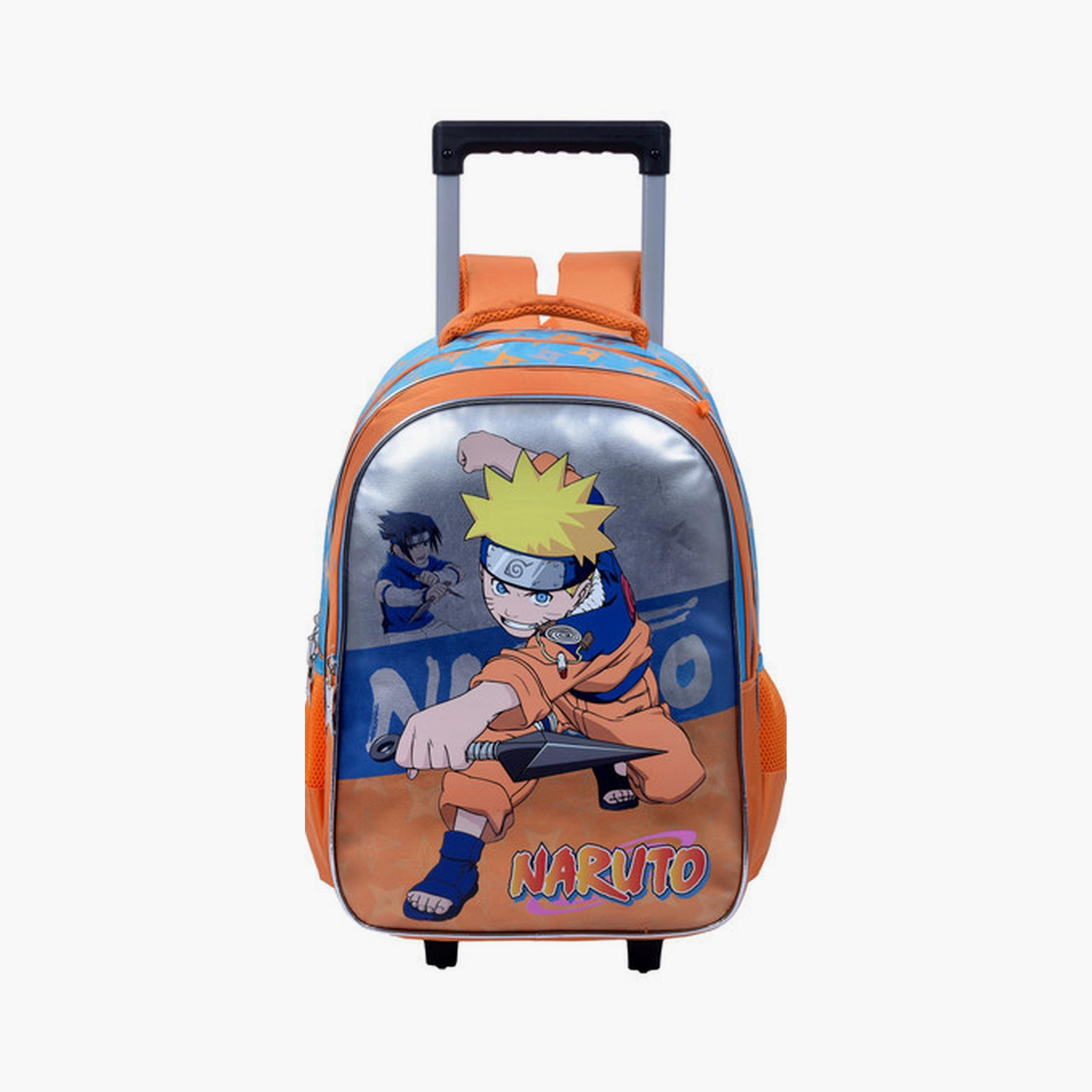 Naruto Trolley Bag with 2 Main Compartments & 2 Side Pockets - 16inch-school-bagsandbackpacks-trolleybags-image-1