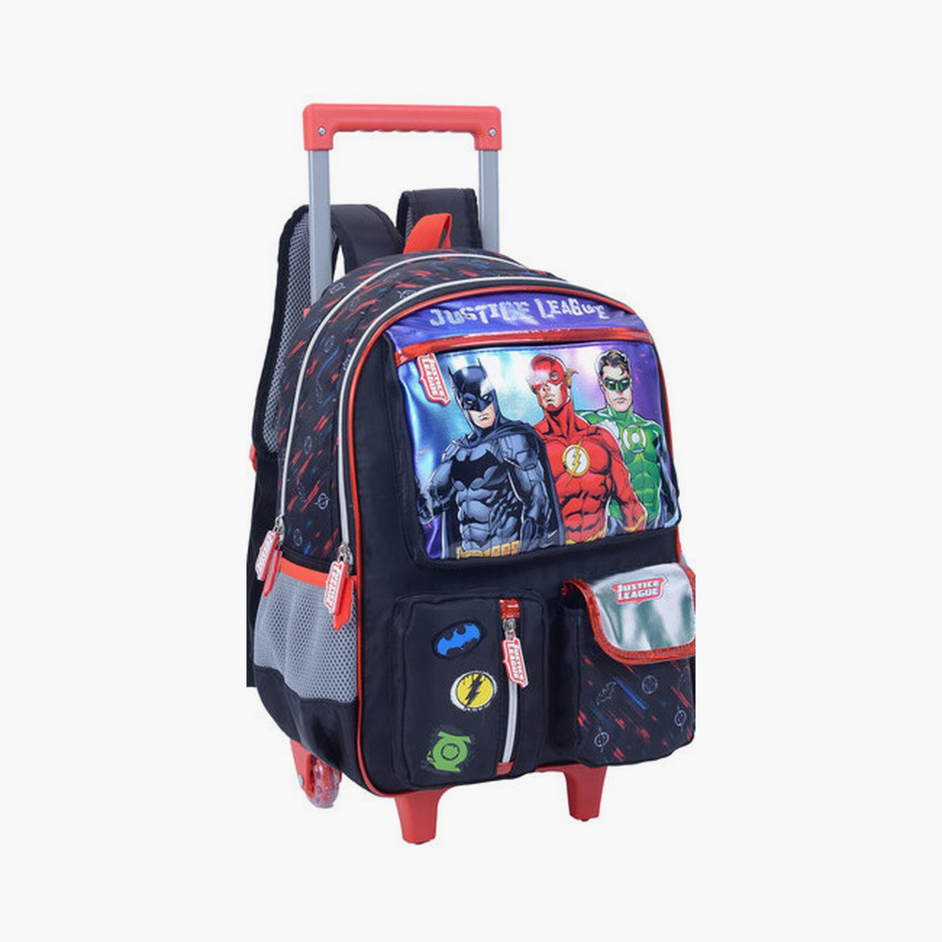 Justice League Trolley Bag with 2 Main Compartments & 3 Front Pockets - 16inch-school-bagsandbackpacks-trolleybags-image-2