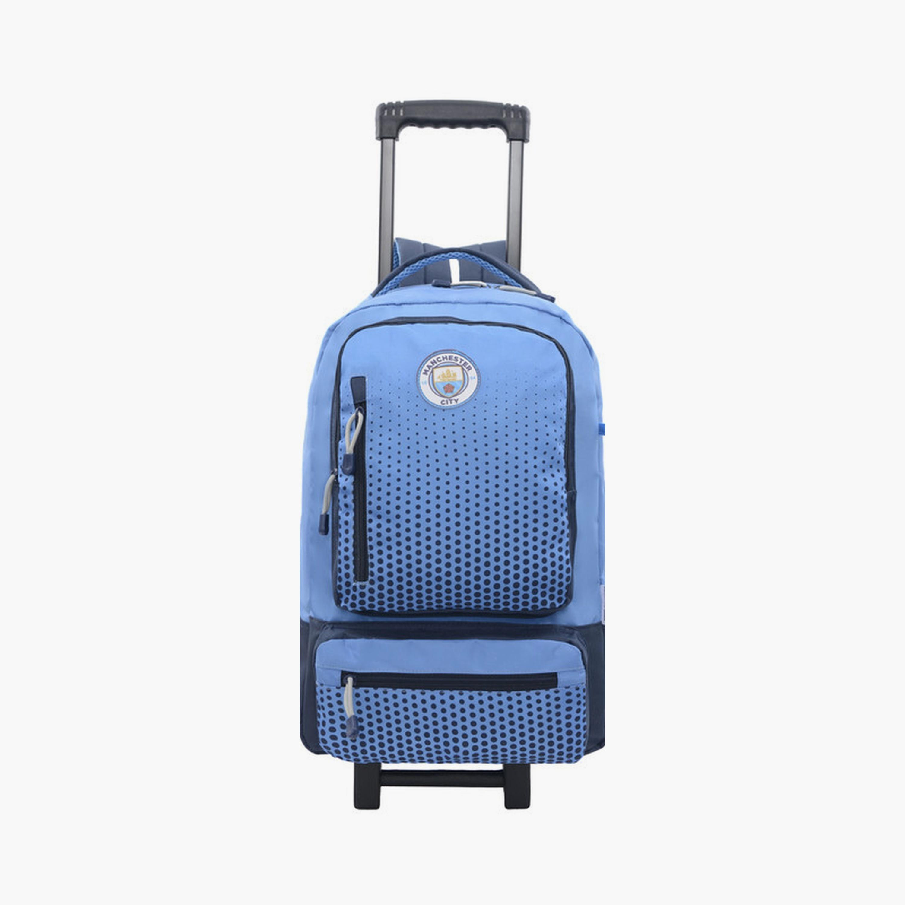Manchester City Trolley Bag with 2 Main Compartments & 2 Front Pockets - 18inch-school-bagsandbackpacks-trolleybags-image-1