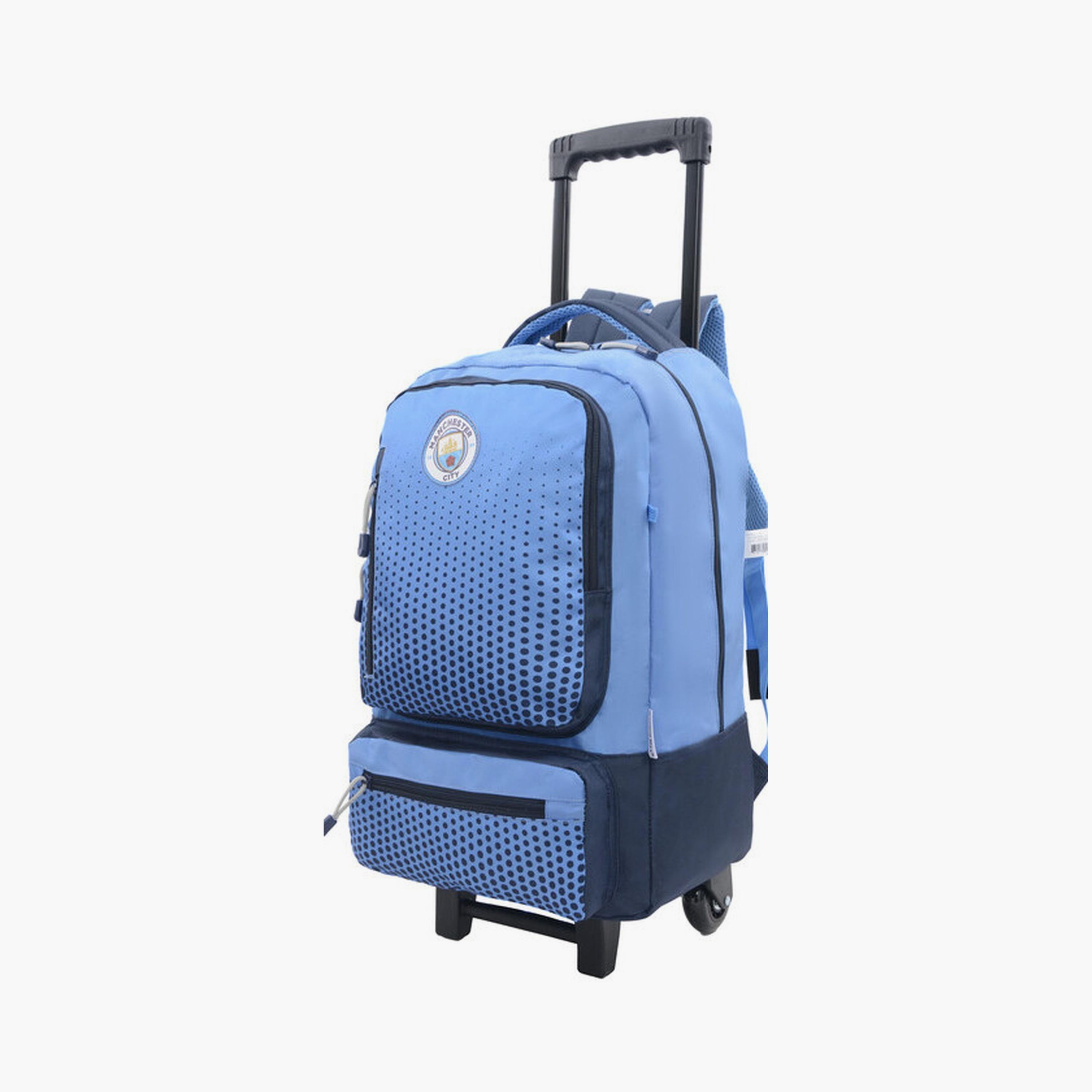 Manchester City Trolley Bag with 2 Main Compartments & 2 Front Pockets - 18inch-school-bagsandbackpacks-trolleybags-image-2