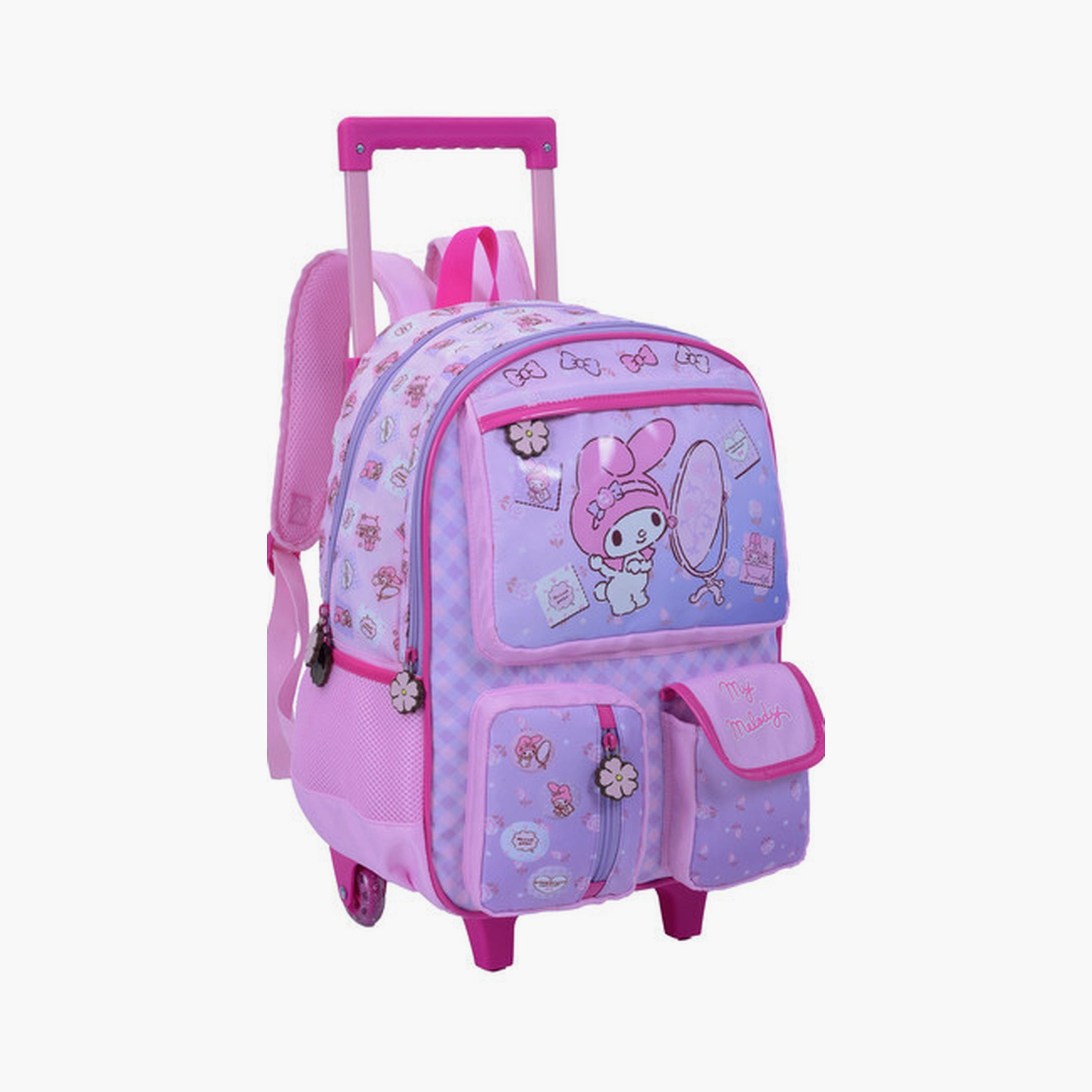 My Melody Trolley Bag with 2 Main Compartments & 3 Front Pockets - 16inch-school-bagsandbackpacks-trolleybags-image-2