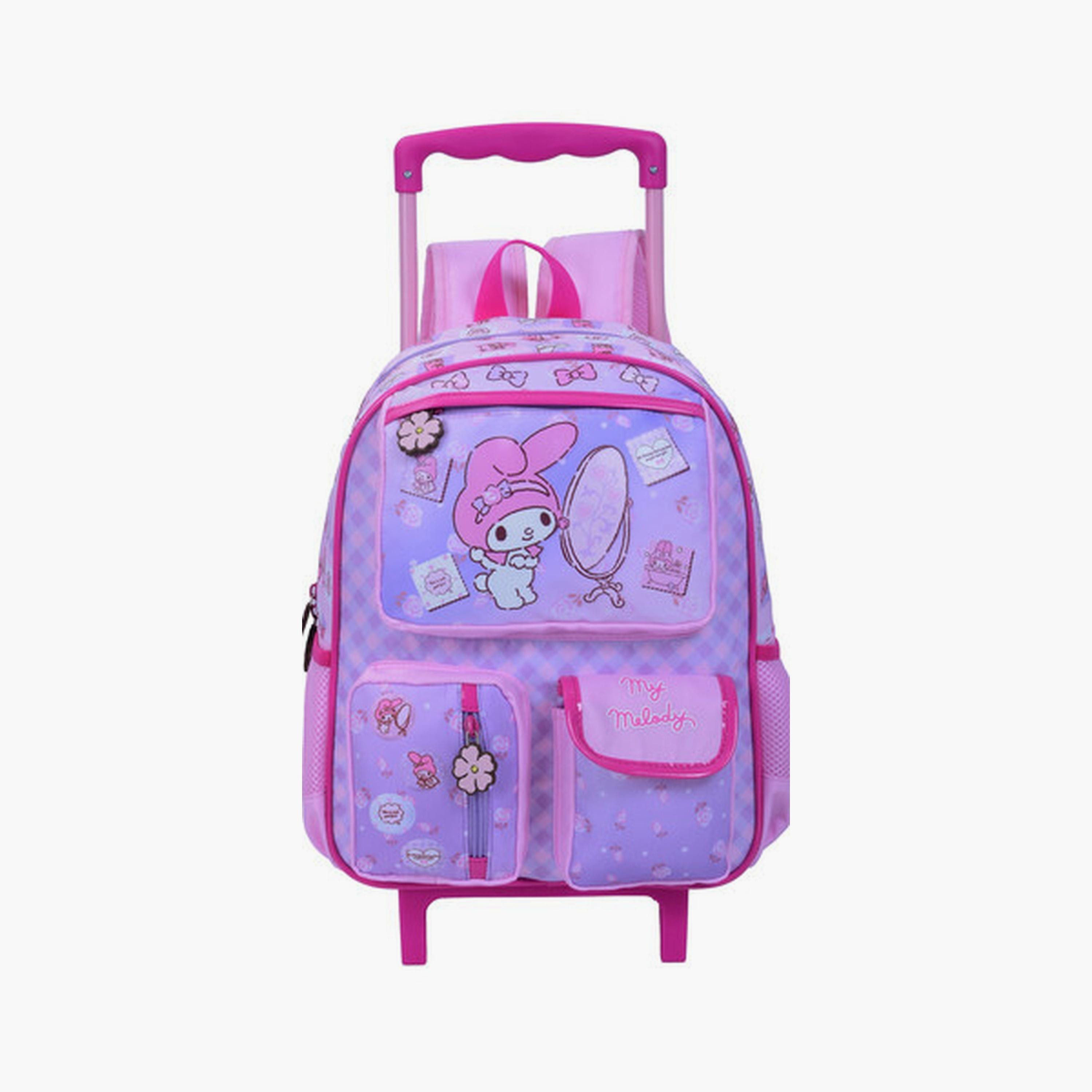 My Melody Trolley Bag with 2 Main Compartments & 3 Front Pockets - 13.5inch-school-bagsandbackpacks-trolleybags-image-1