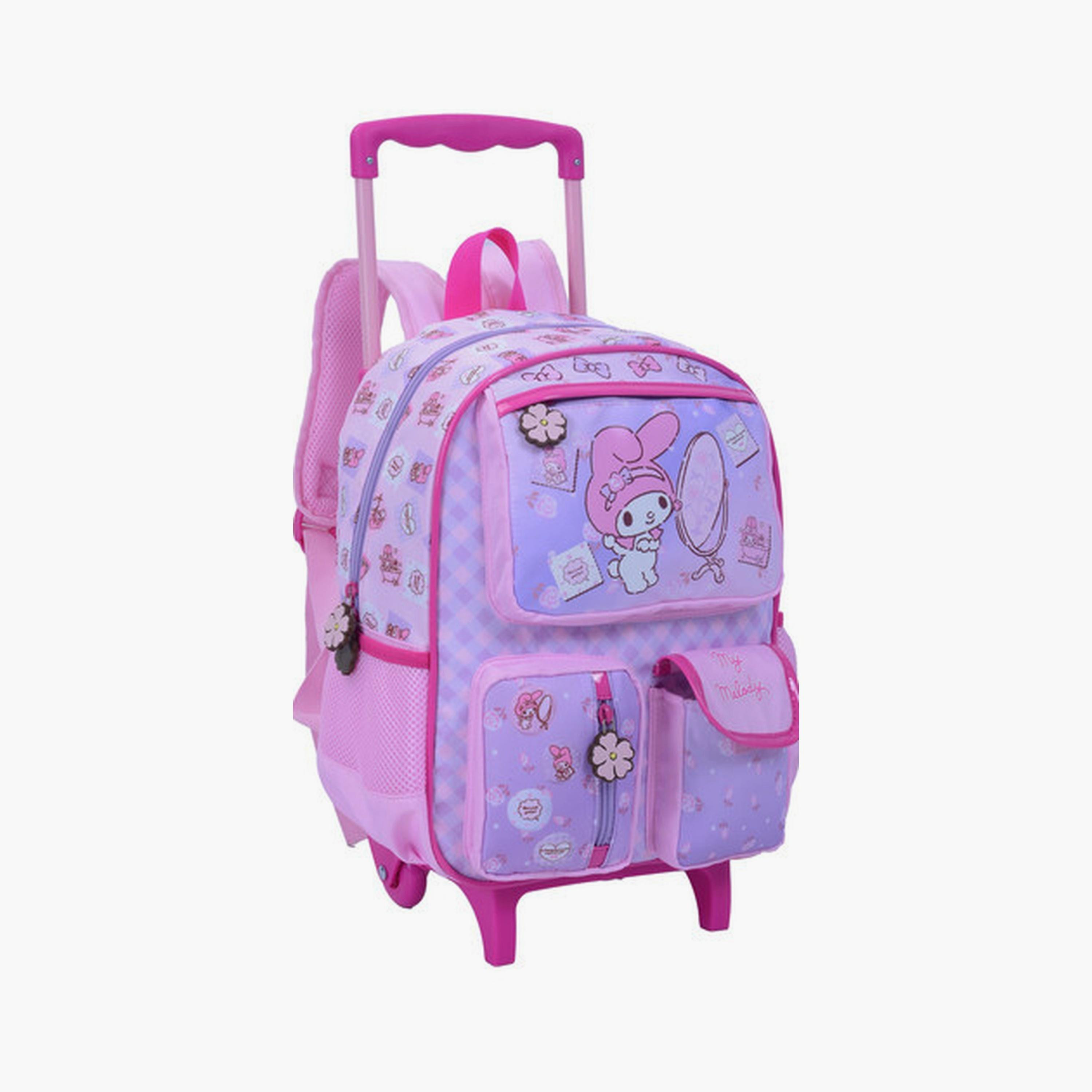 My Melody Trolley Bag with 2 Main Compartments & 3 Front Pockets - 13.5inch-school-bagsandbackpacks-trolleybags-image-2