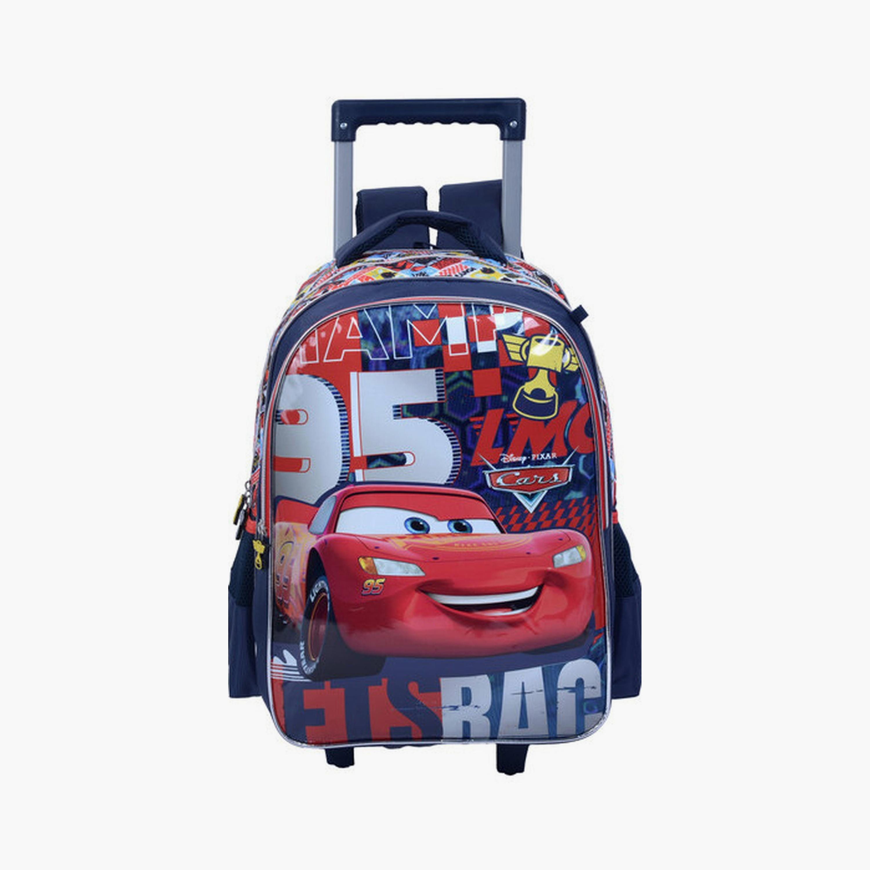 Cars Trolley Bag with 2 Main Compartments & 2 Side Pockets - 16inch-school-bagsandbackpacks-trolleybags-image-1
