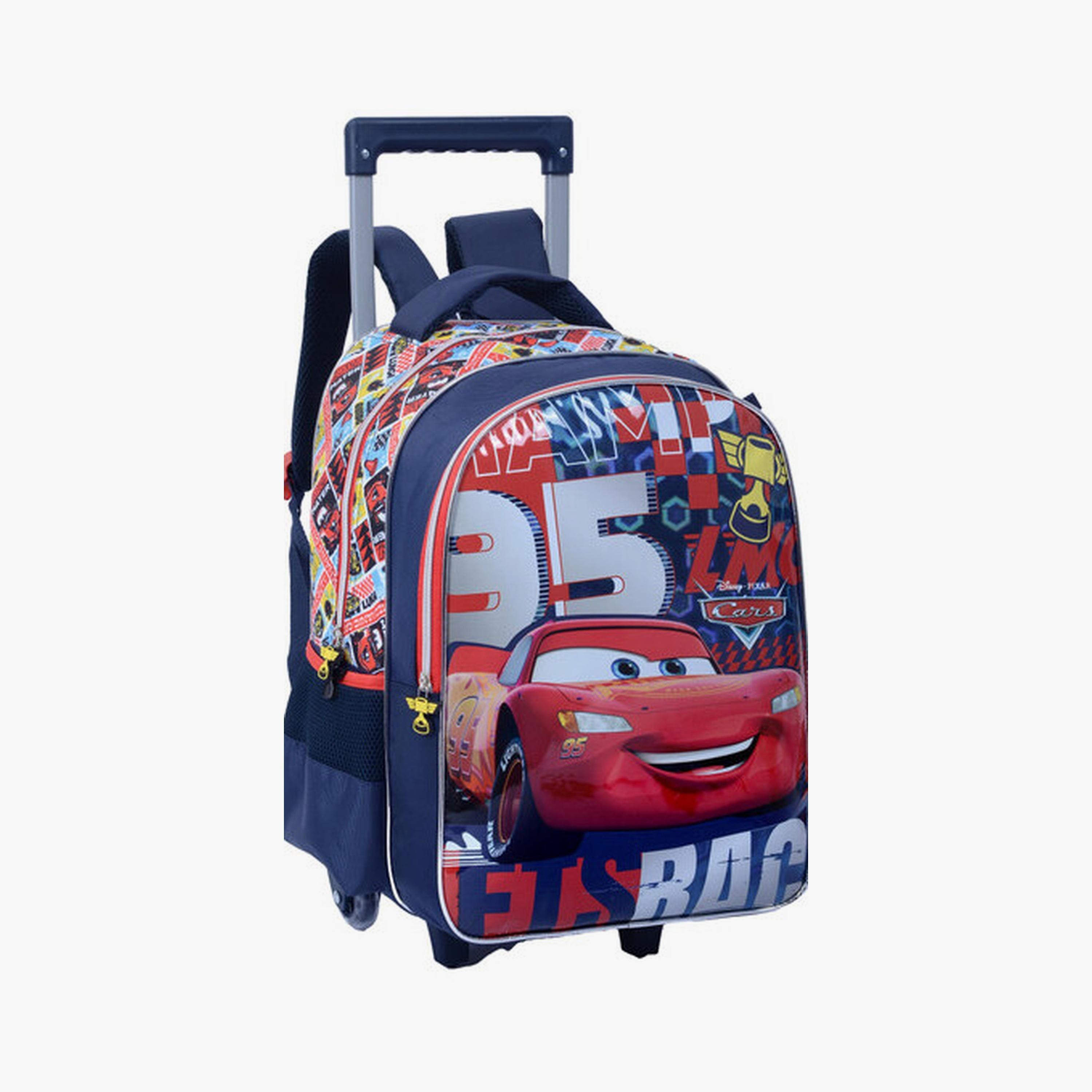 Cars Trolley Bag with 2 Main Compartments & 2 Side Pockets - 16inch-school-bagsandbackpacks-trolleybags-image-2