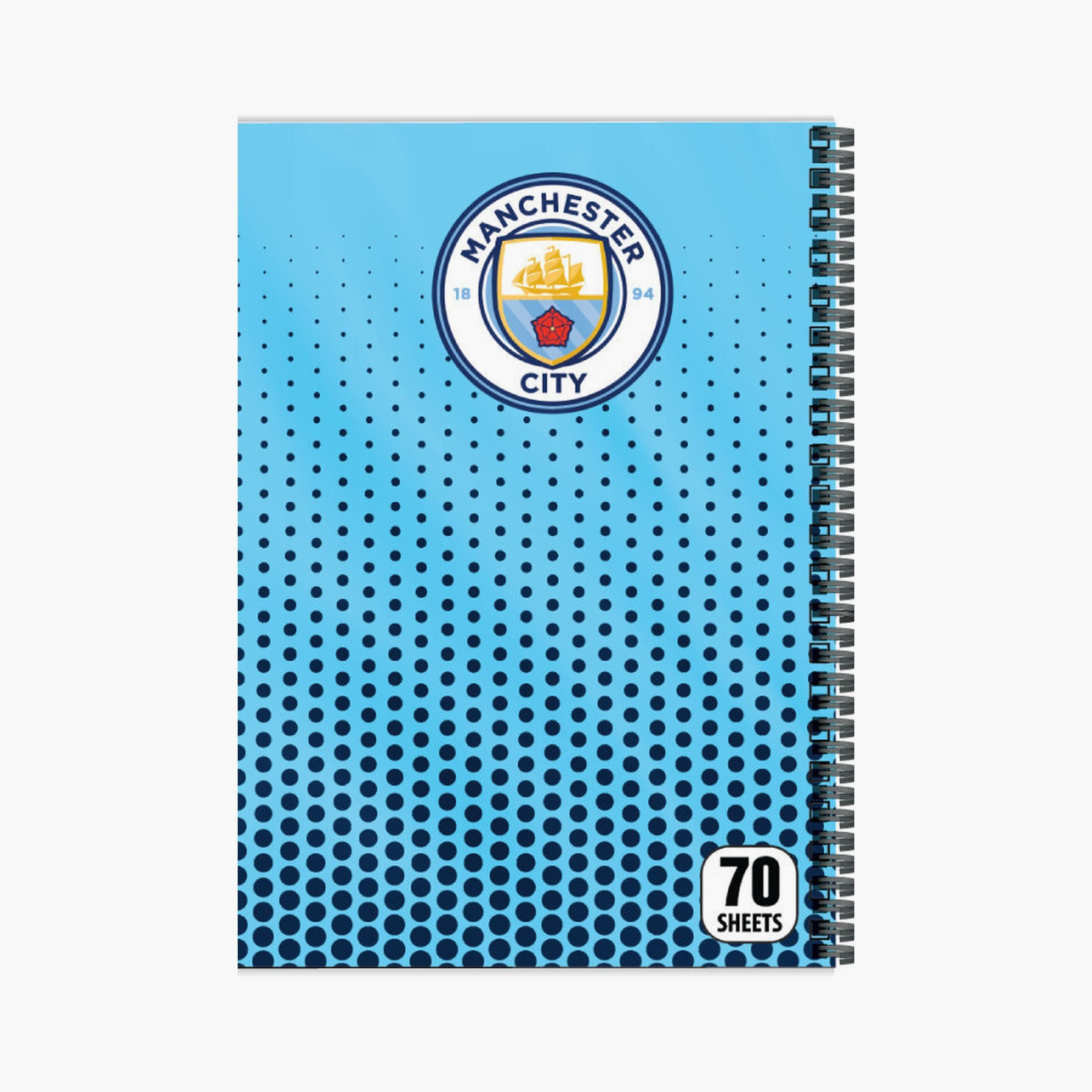 دفتر سلكي مطبوع مانشستر سيتي - 70 ورقة - أزرق-school-stationery-notebooks-image-1