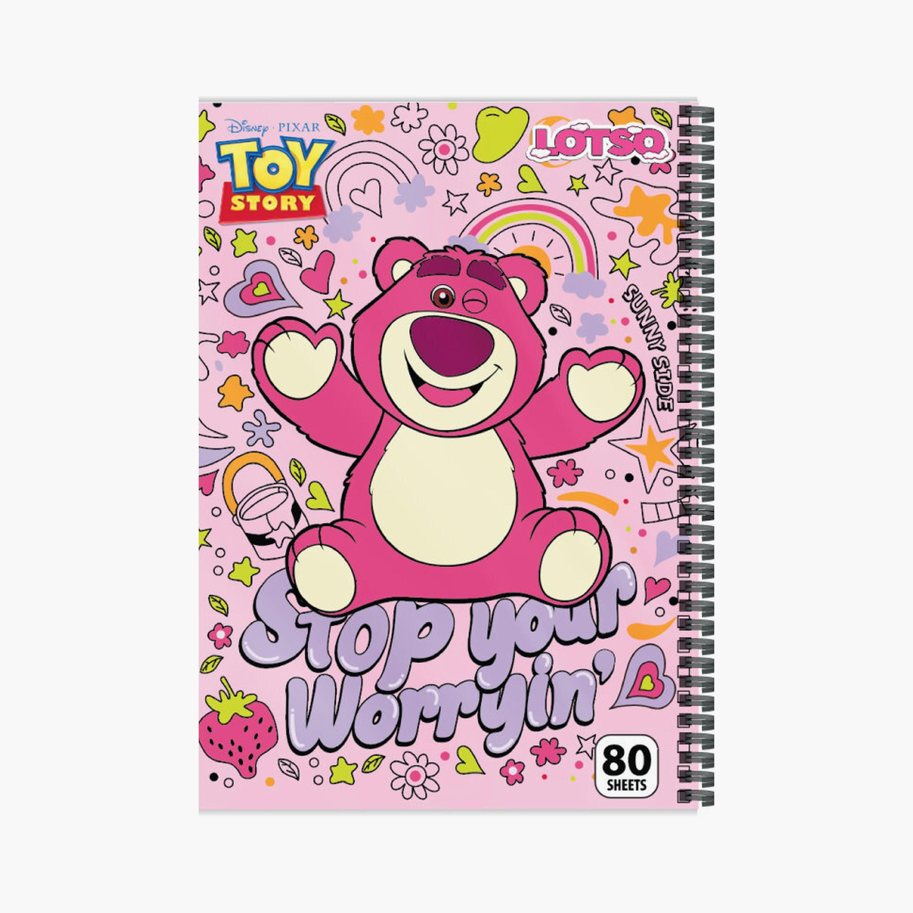 Disney Printed Spiral Notebook - 80 Sheets - Lotso - Pink-school-stationery-notebooks-image-1