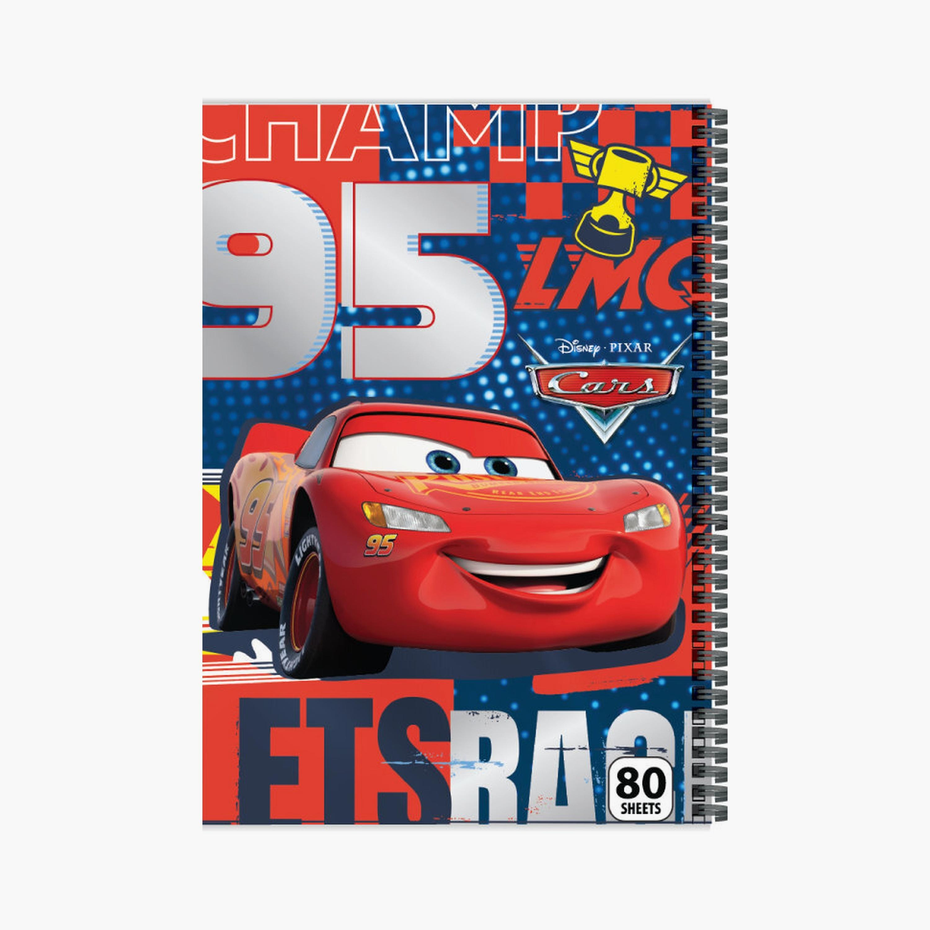 Disney Printed Spiral Notebook - 80 Sheets - Cars - Multicolour-school-stationery-notebooks-image-1