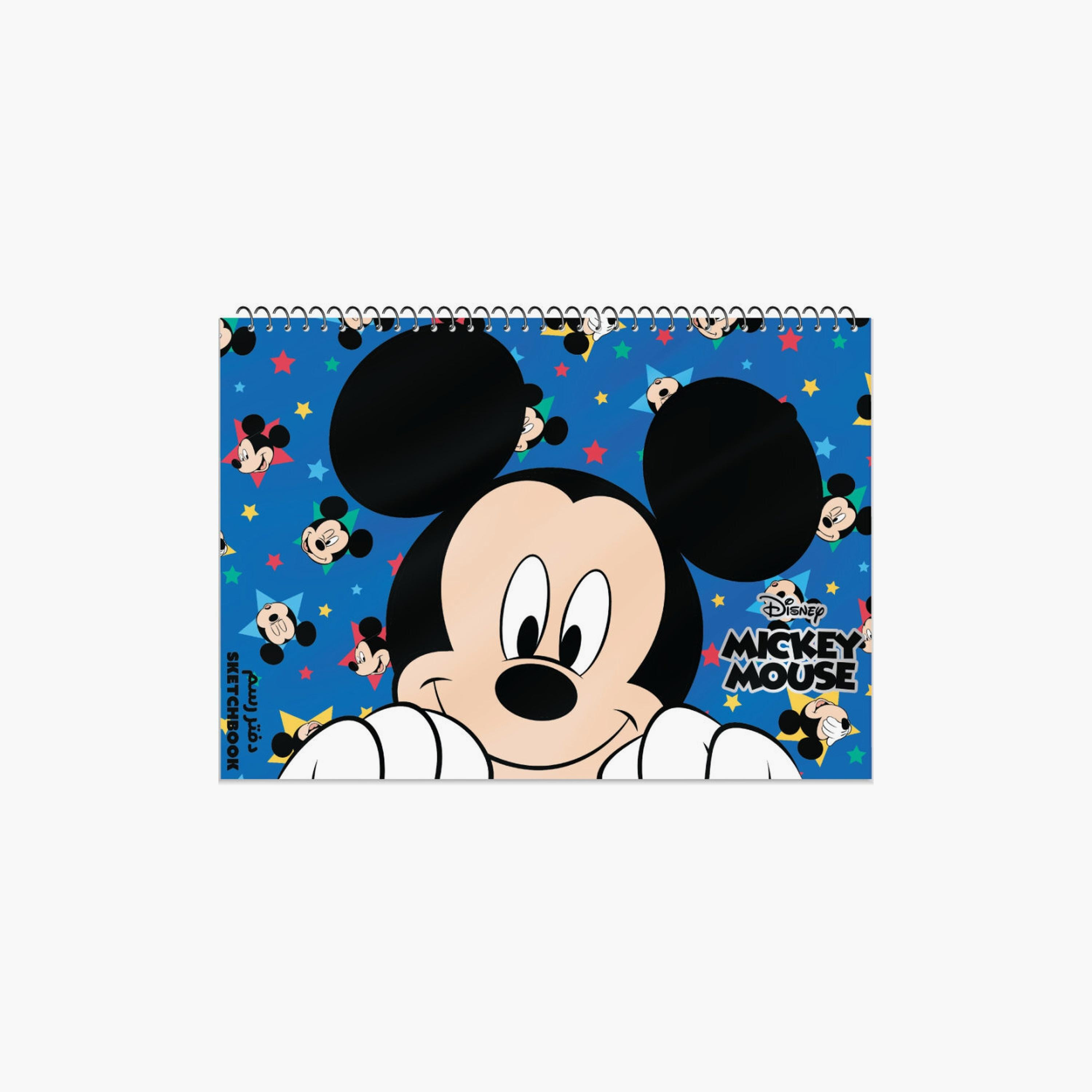 Disney Printed Spiral Sketchbook - Big - 15 Sheets - Mickey - Blue-school-stationery-notebooks-image-1