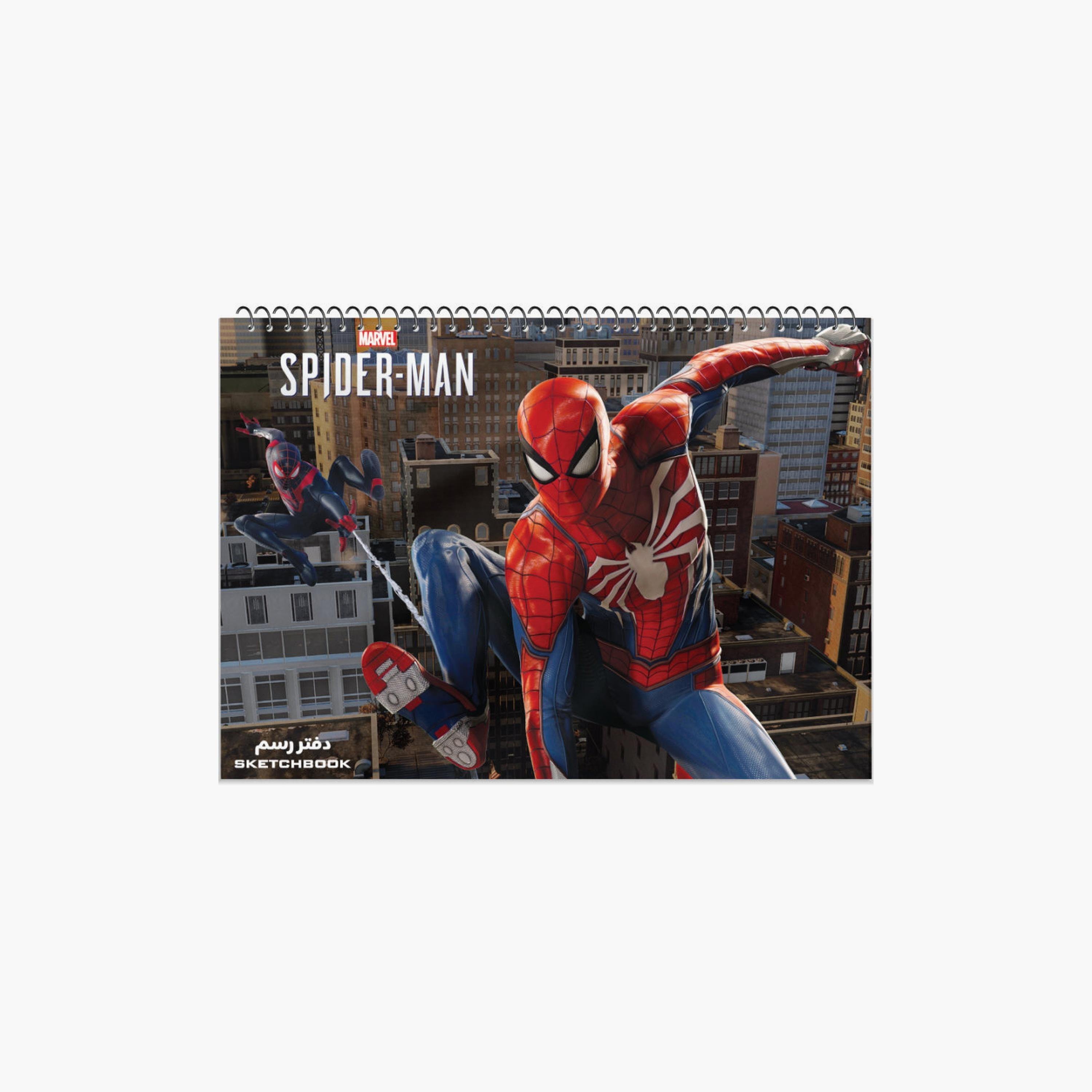 كراسة رسم سلكي مطبوعة مارفل - كبير - 15 ورقة - سبايدرمان - متعدد الألوان-school-stationery-notebooks-image-1
