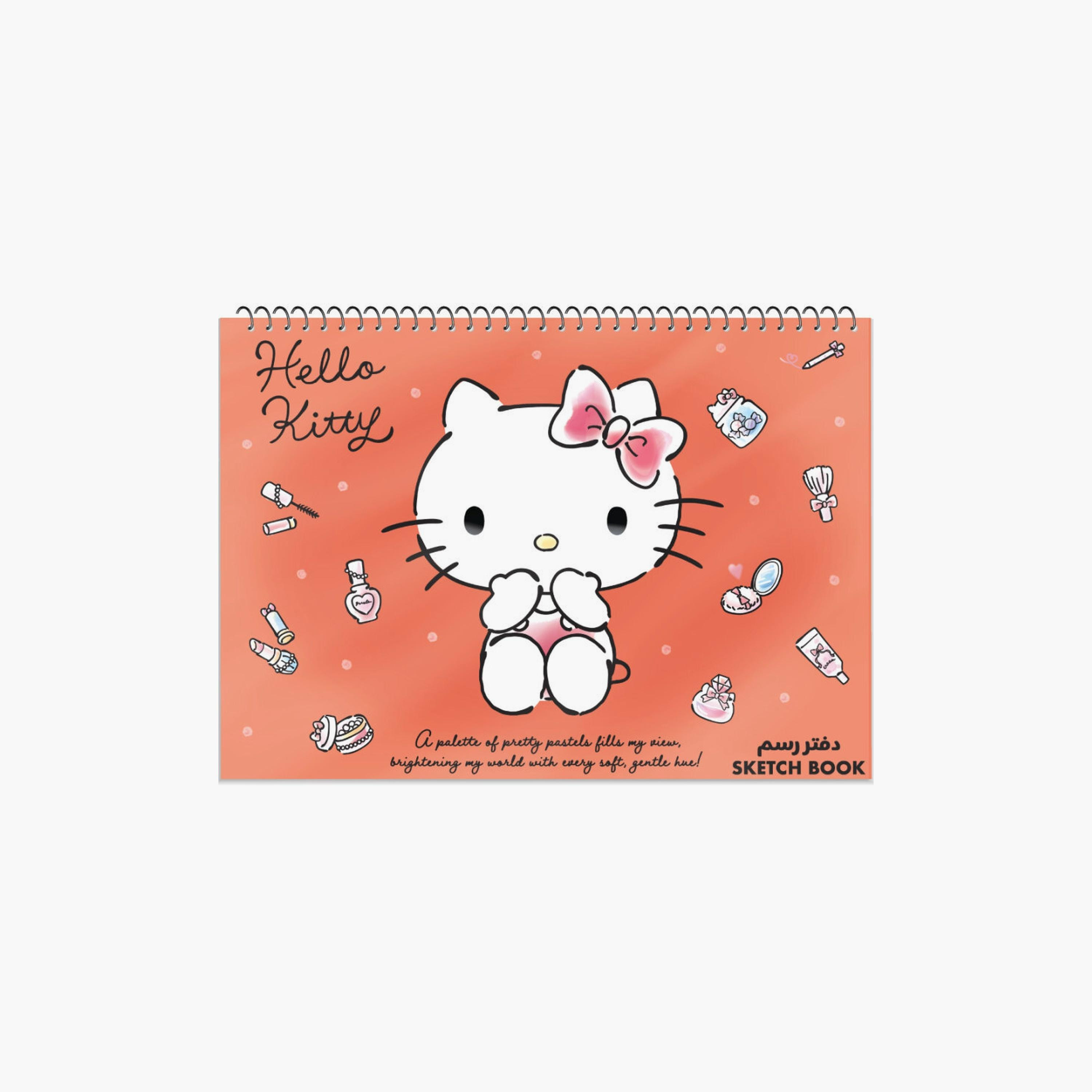 Hello Kitty Printed Spiral Sketchbook - Big - 15-Sheets - Peach-school-stationery-notebooks-image-1