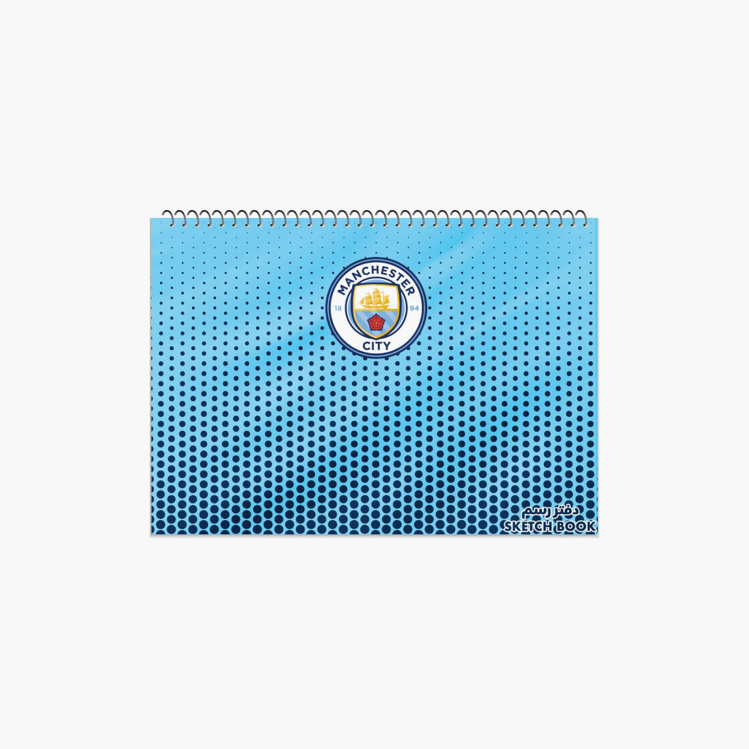 Manchester City Printed Spiral Sketchbook - Big - 15 Sheets - Blue-school-stationery-notebooks-image-1
