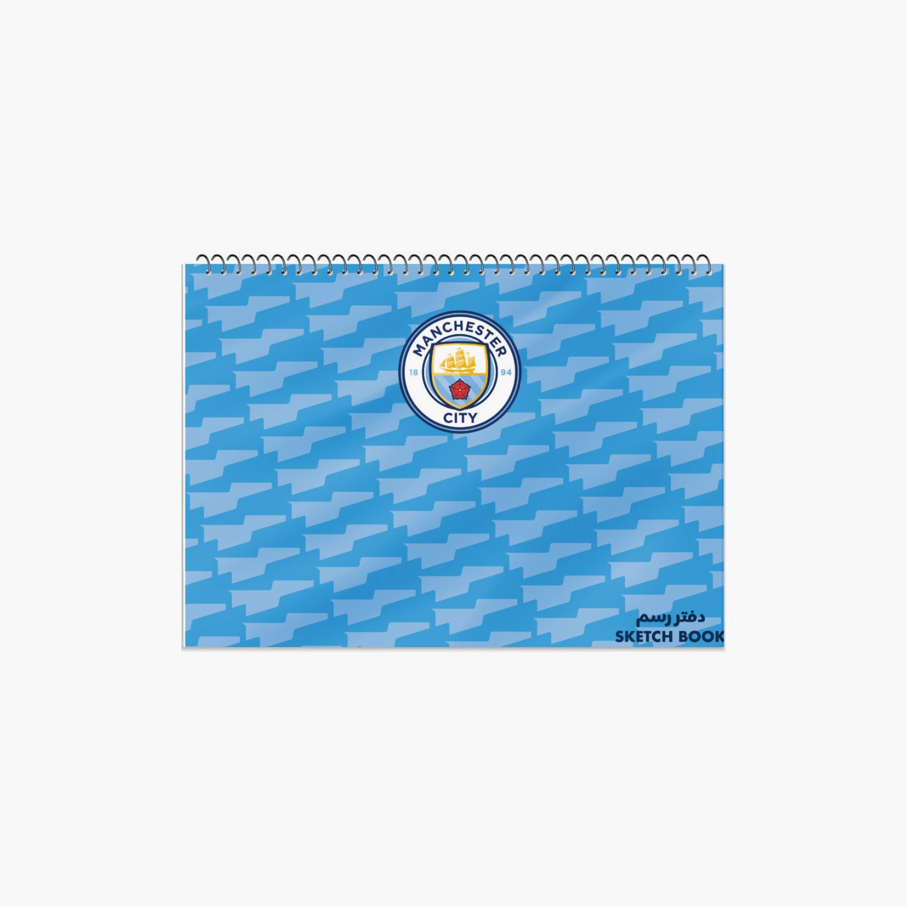 Manchester City Printed Spiral Sketchbook - Big - 15 Sheets - Blue-school-stationery-notebooks-image-1