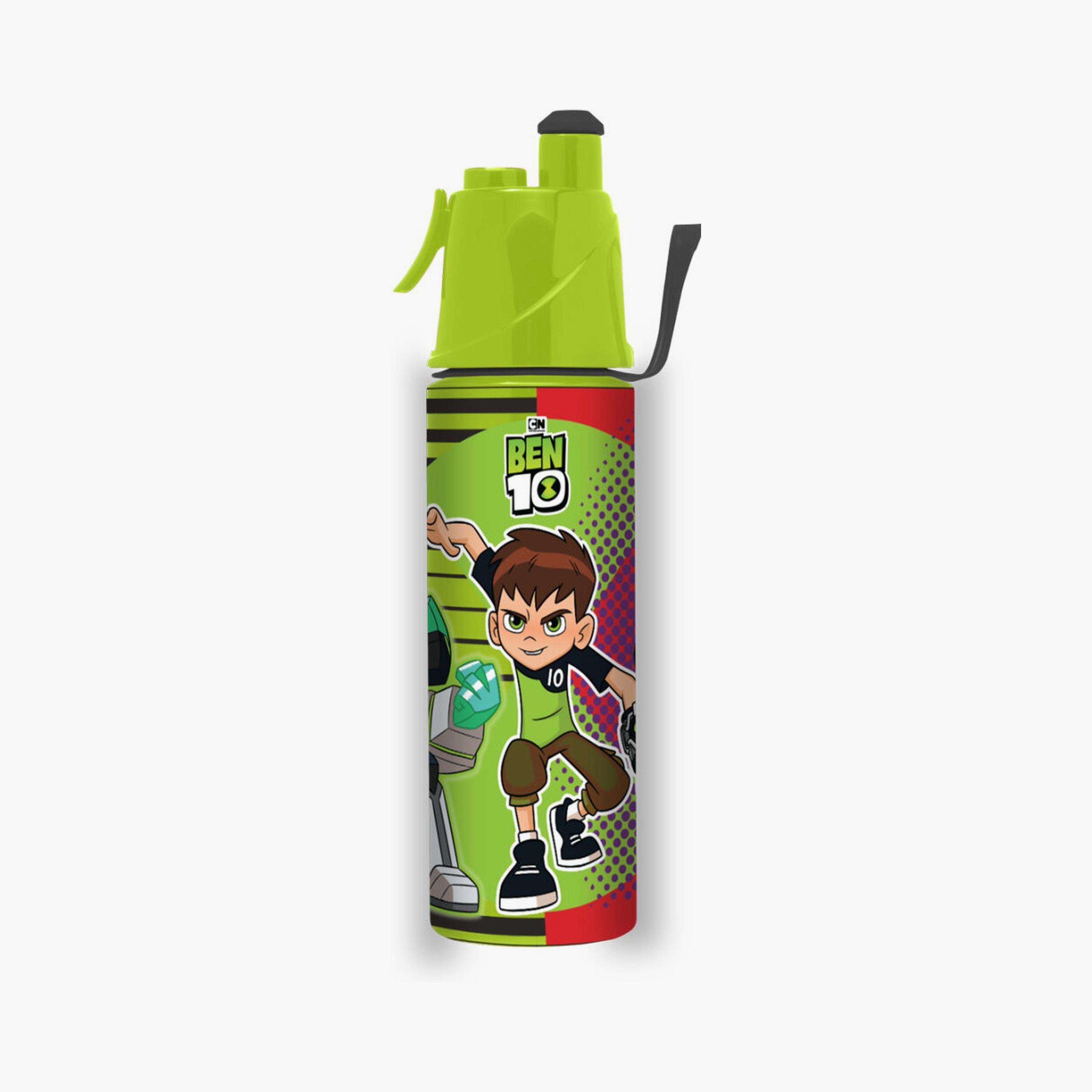Ben 10 Printed School Water Bottle with Spray - 550ml - Green-school-waterbottles-image-1
