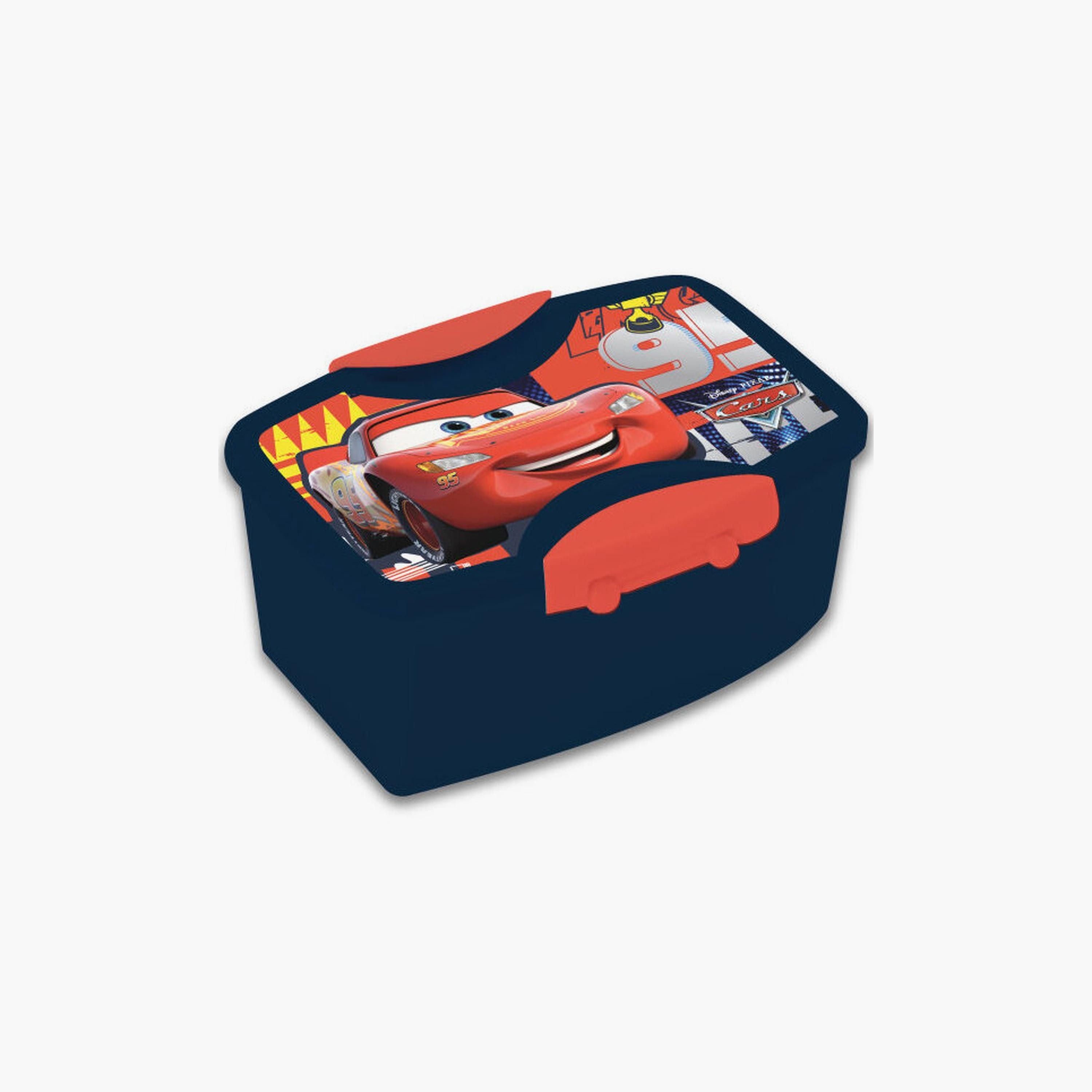 Cars Printed Lunch Box with Fork and Spoon - Blue-school-lunchessentials-lunchboxes-image-1