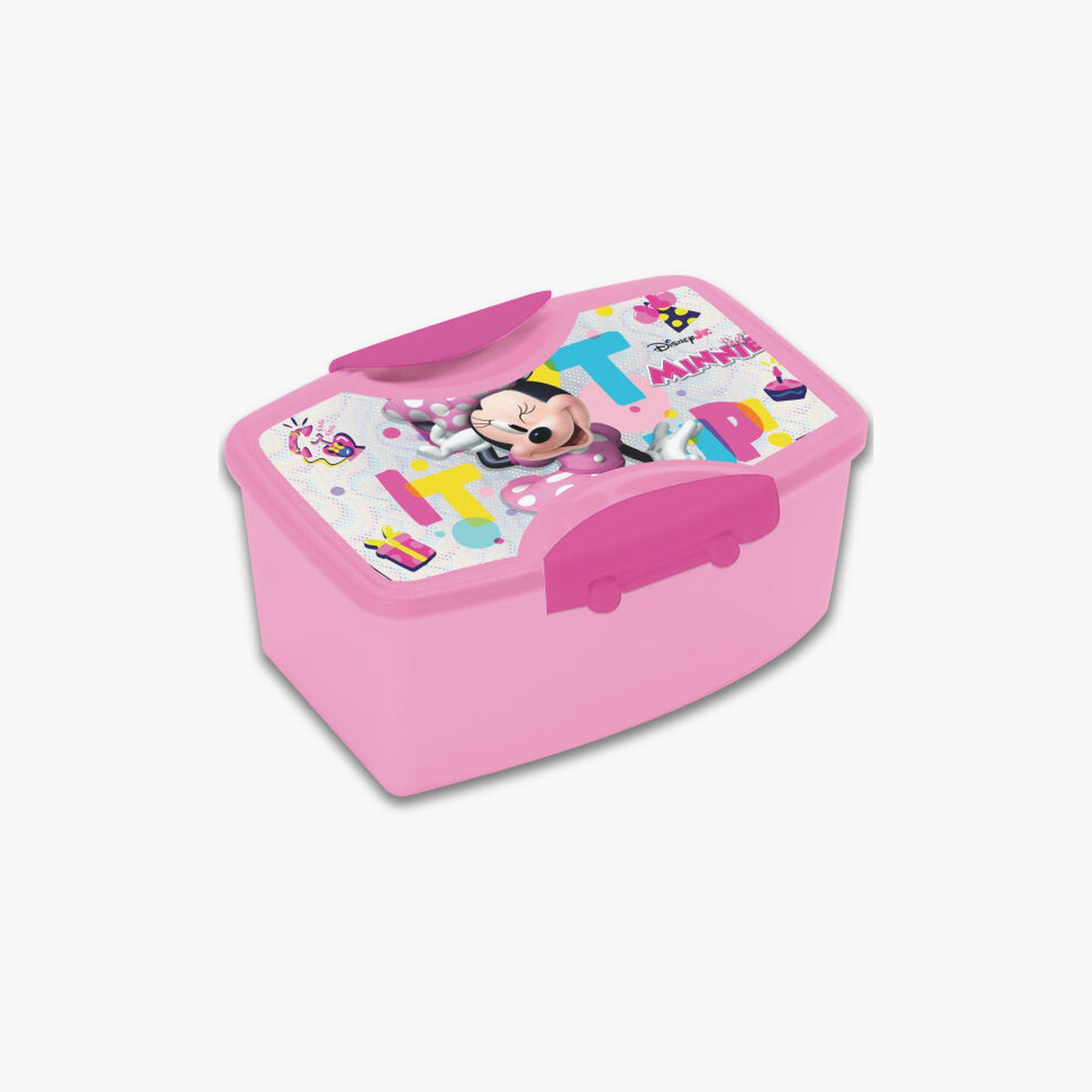 Disney Printed Lunch Box with Fork and Spoon - Minnie - Pink-school-lunchessentials-lunchboxes-image-1