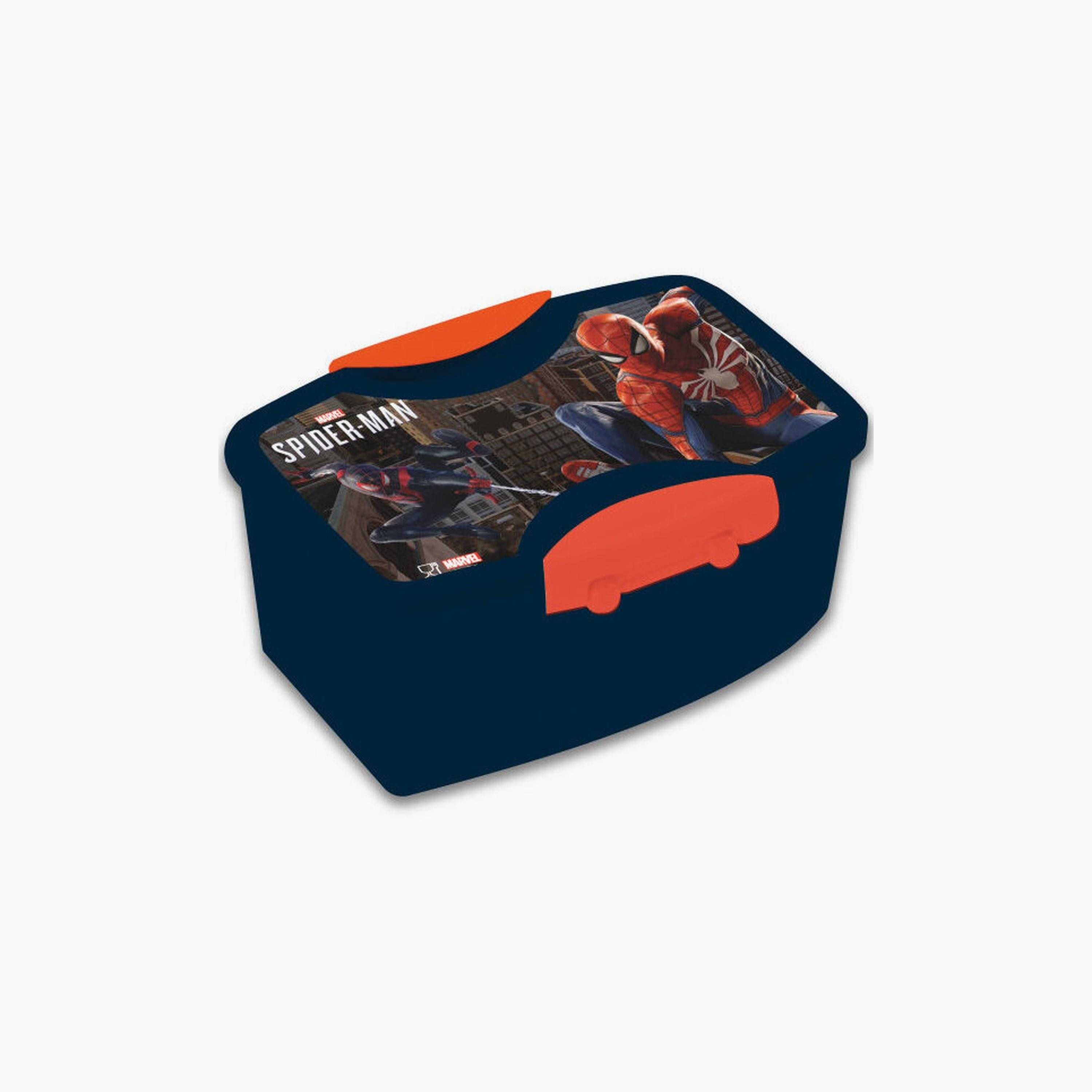 Marvel Printed Lunch Box with Fork and Spoon - Spiderman - Blue-school-lunchessentials-lunchboxes-image-1
