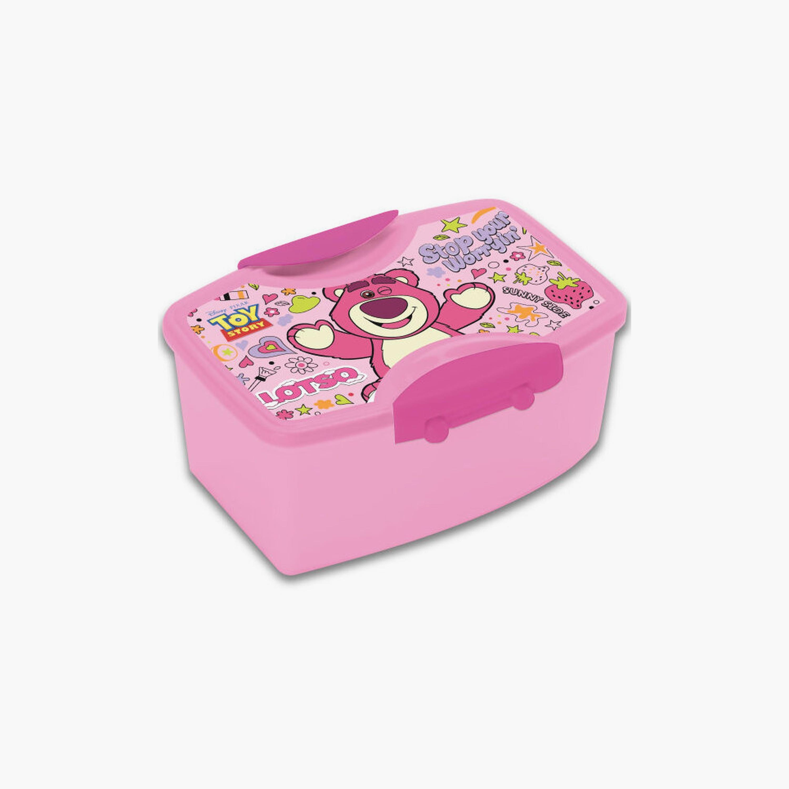Disney Printed Lunch Box with Fork and Spoon - Lotso - Pink-school-lunchessentials-lunchboxes-image-1