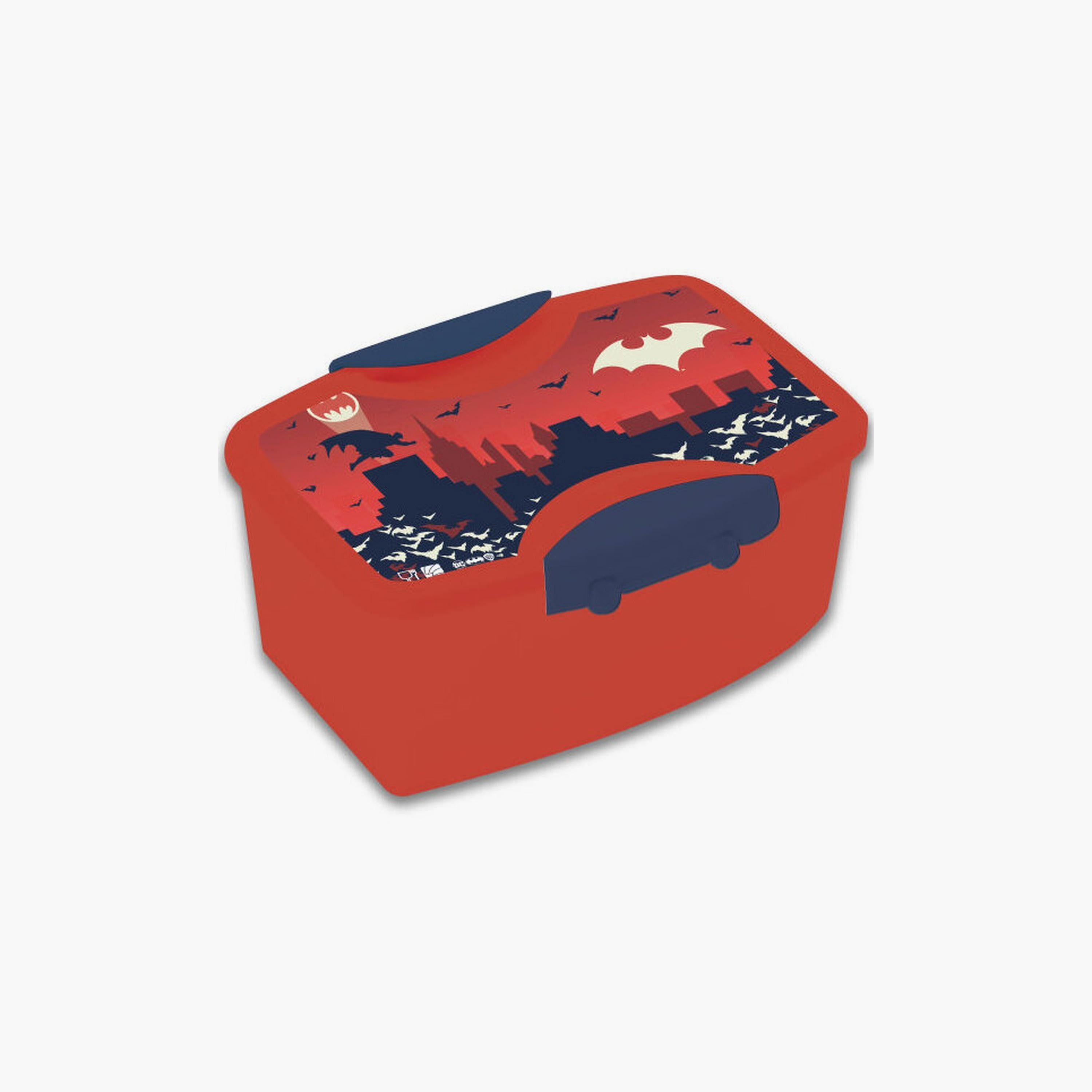 Batman Printed Lunch Box with Fork and Spoon - Red-school-lunchessentials-lunchboxes-image-1