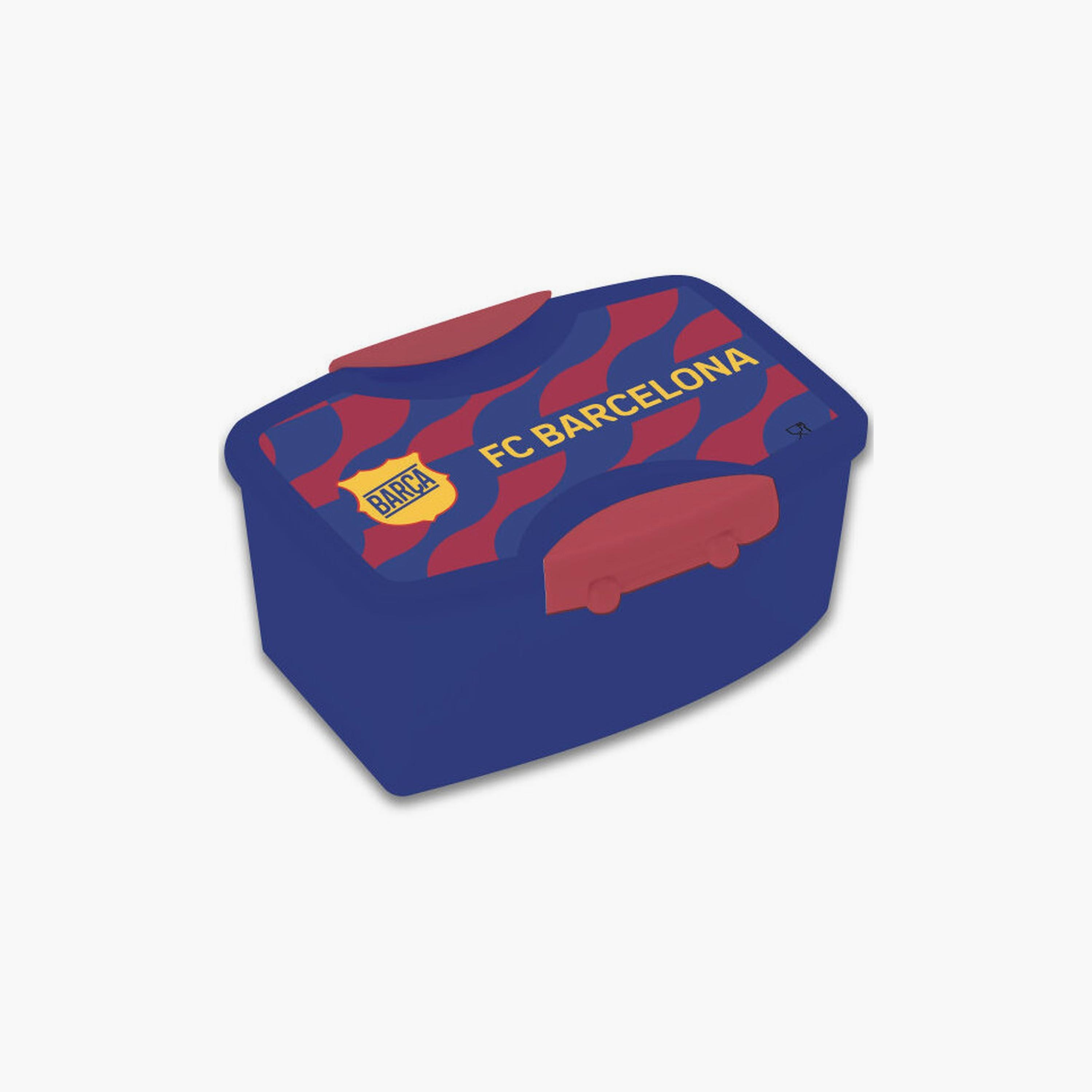 Fc Barcelona Printed Lunch Box with Fork and Spoon - Blue-school-lunchessentials-lunchboxes-image-1